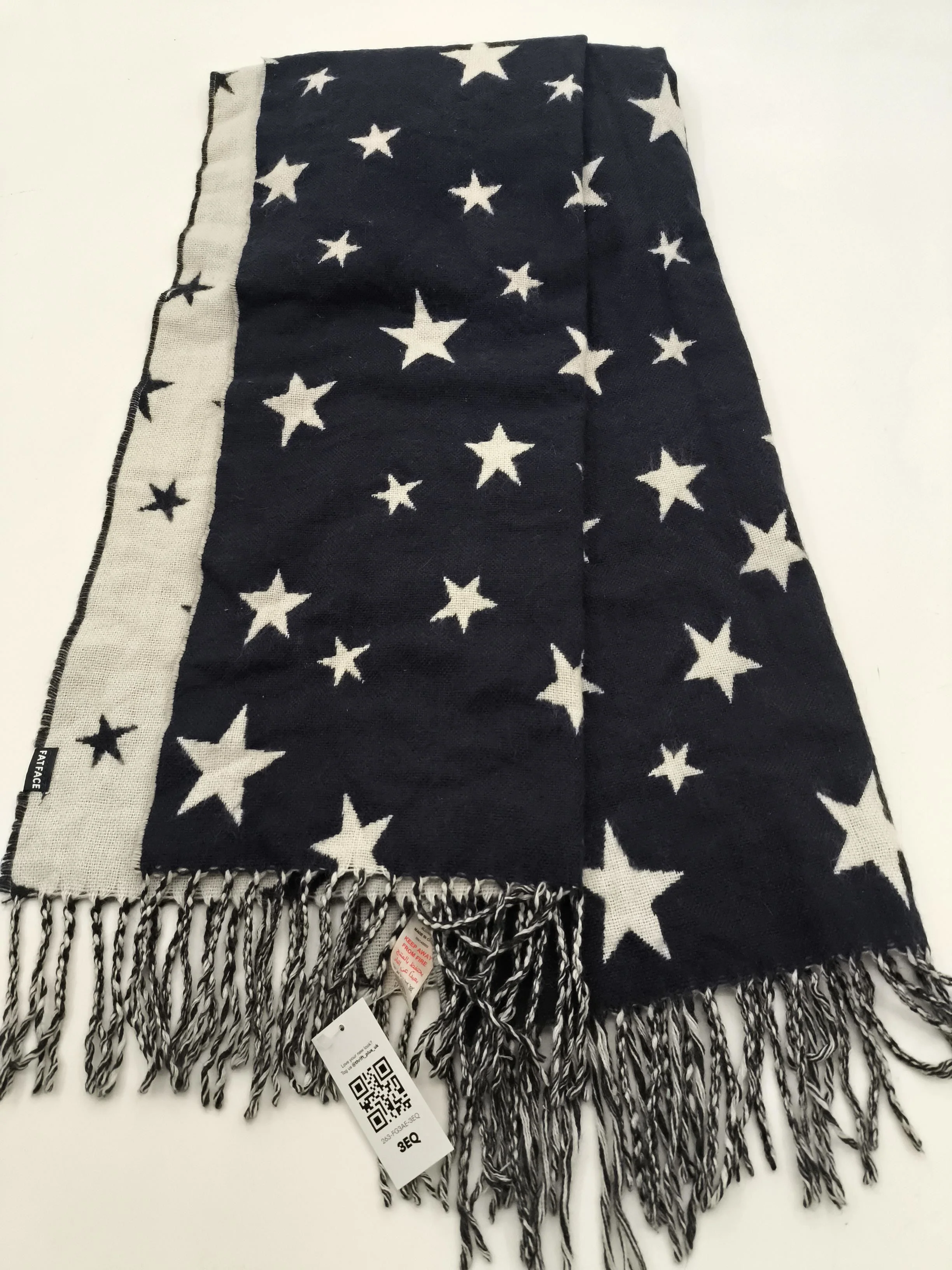 Fat Face Men's Scarf Blue Graphic 100% Acrylic Scarf - Image 2