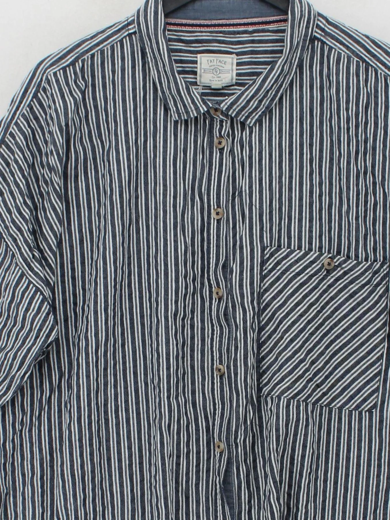 Fat Face Men's Shirt M Blue Striped Cotton with Viscose, Lyocell Modal Basic - Image 3