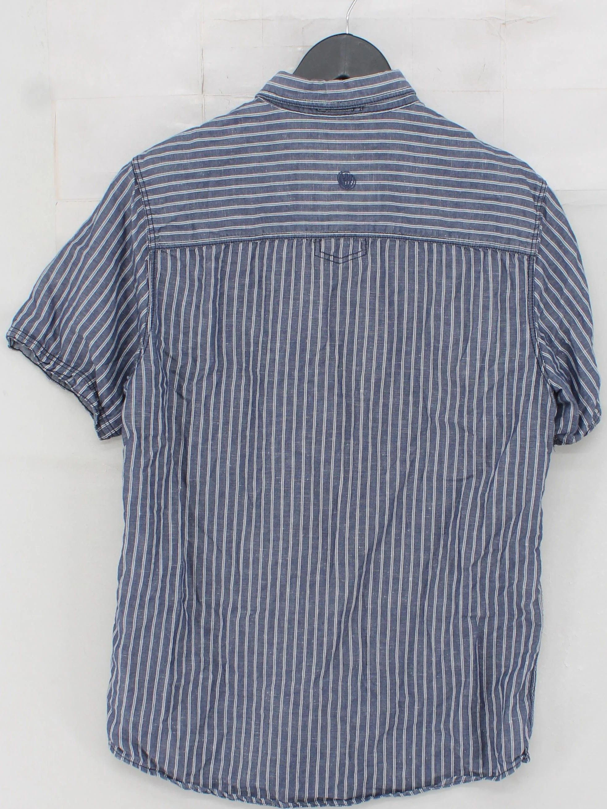 Fat Face Men's Shirt S Blue Striped Cotton with Linen Basic - Image 2