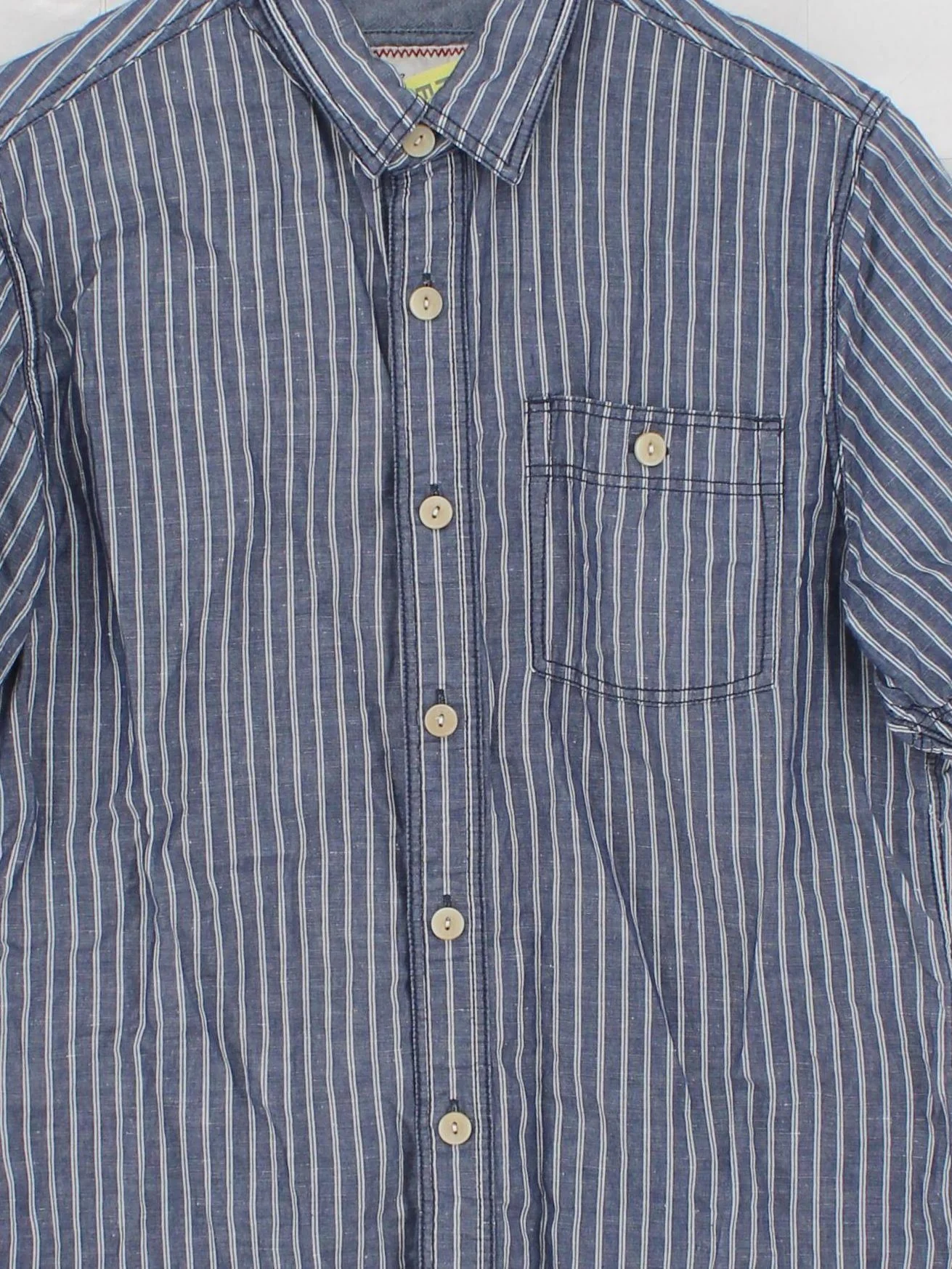 Fat Face Men's Shirt S Blue Striped Cotton with Linen Basic - Image 3