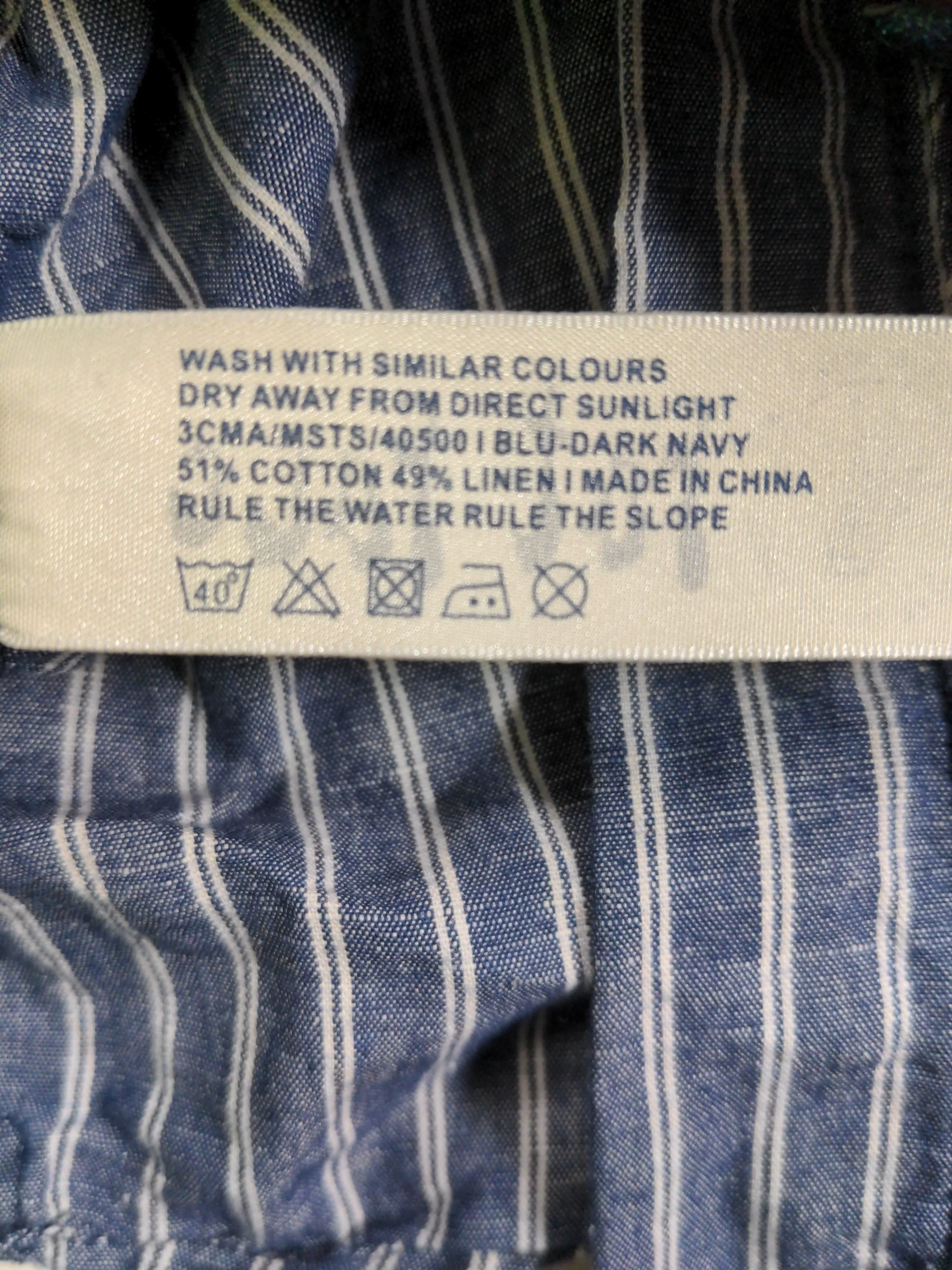 Fat Face Men's Shirt S Blue Striped Cotton with Linen Basic - Image 6