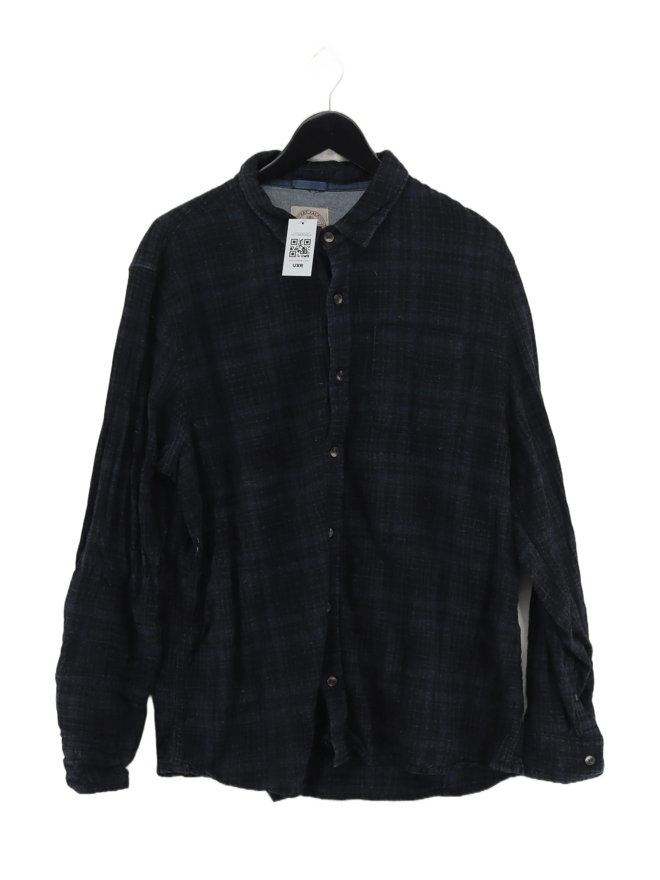 Fat Face Men's Shirt XXL Black Checkered 100% Cotton Basic