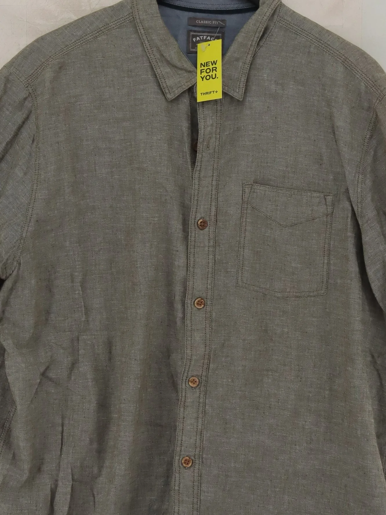 Fat Face Men's Shirt XXL Grey Linen with Cotton Basic - Image 3