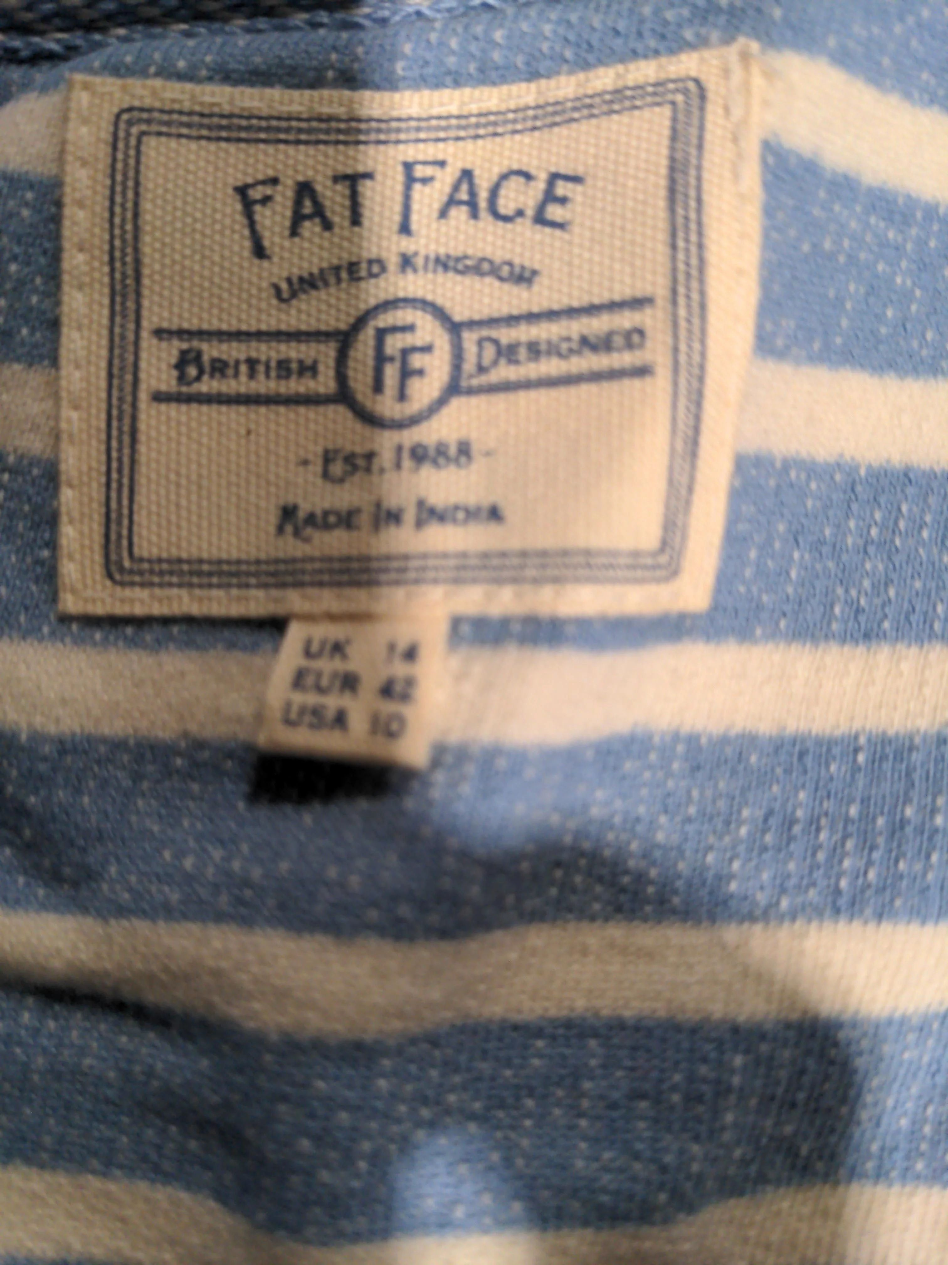 Fat Face Men's T-Shirt L Blue Striped 100% Cotton Basic - Image 6