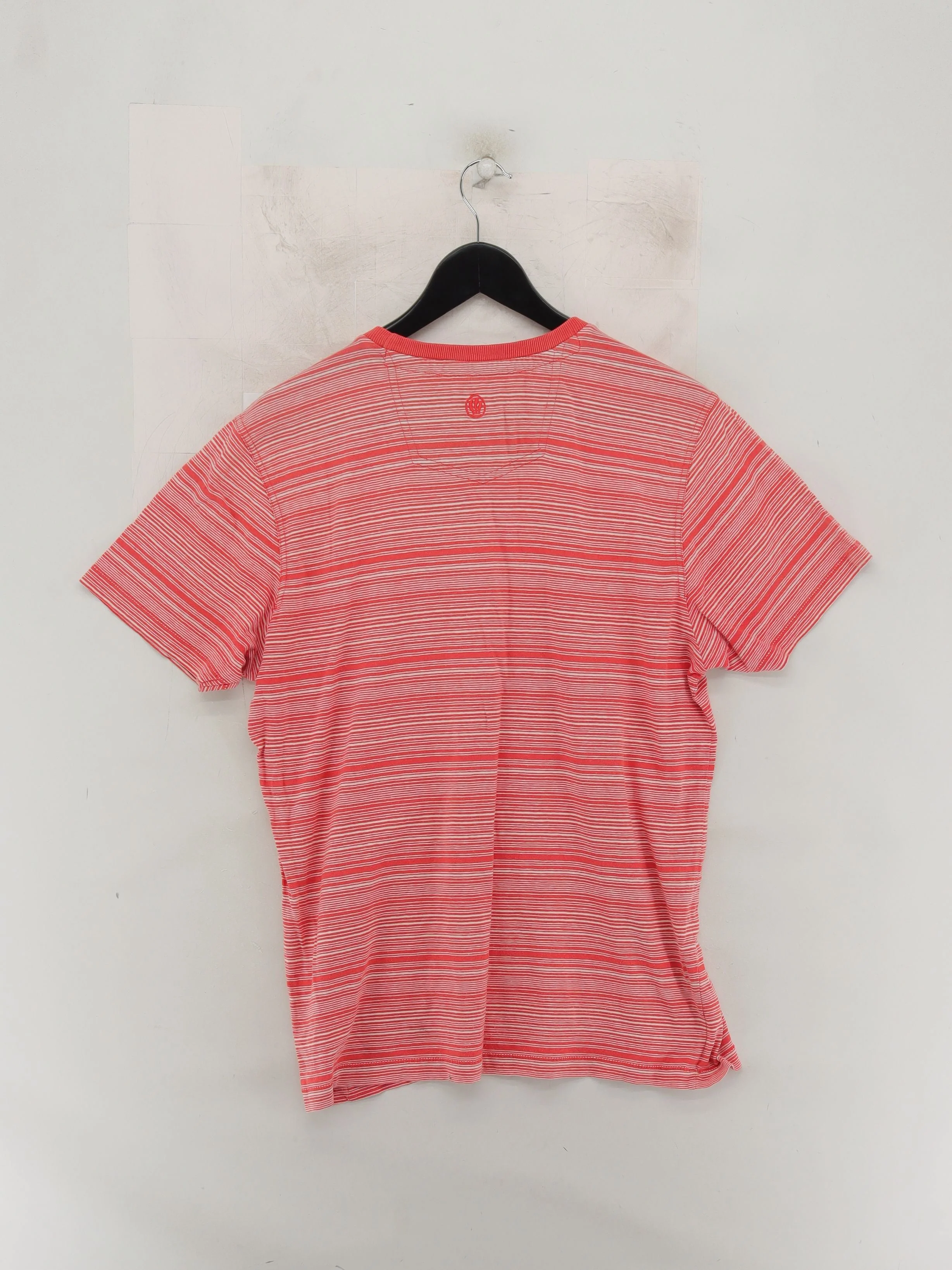Fat Face Men's T-Shirt M Red Striped Cotton with Linen Basic - Image 2