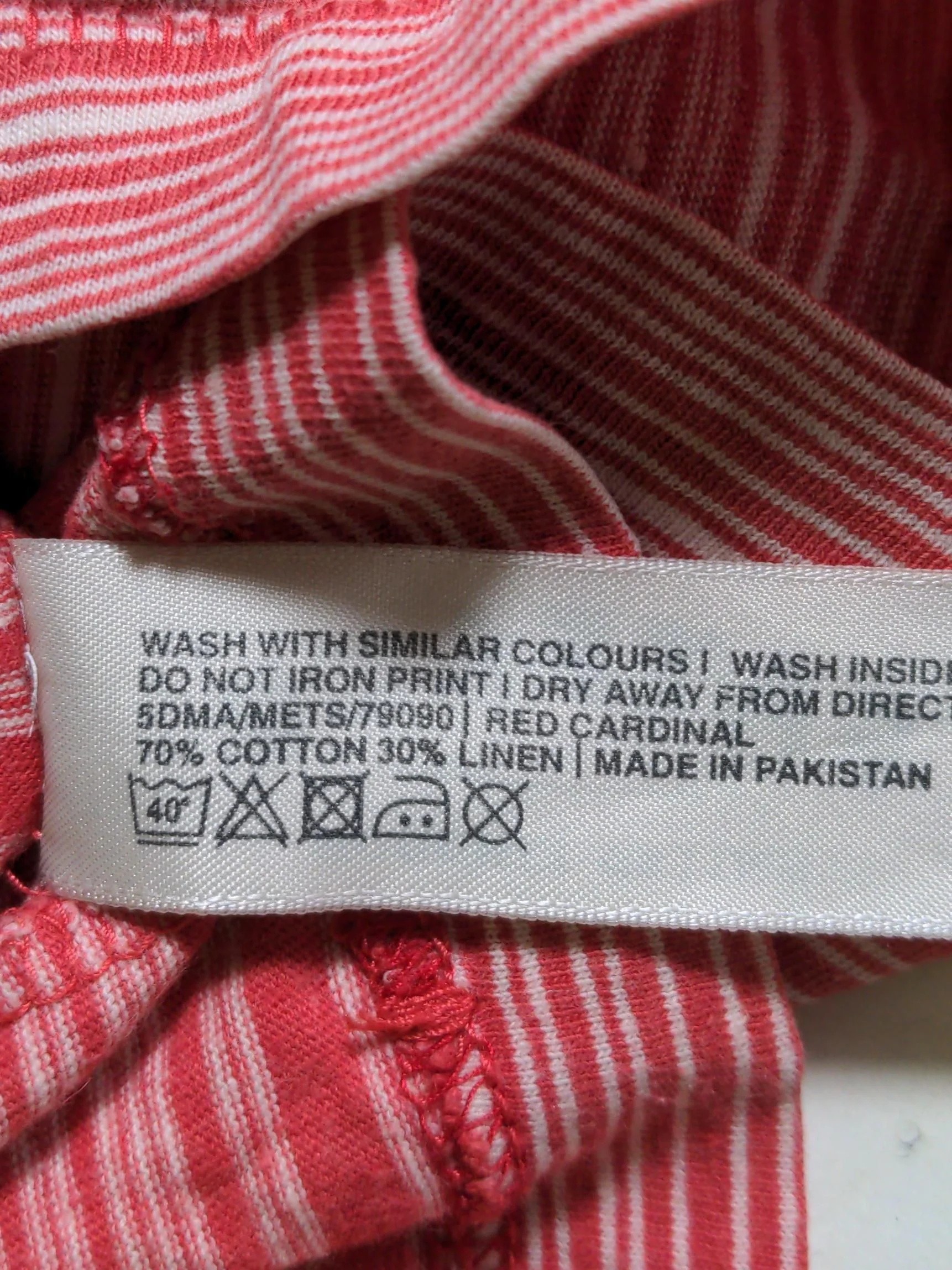 Fat Face Men's T-Shirt M Red Striped Cotton with Linen Basic - Image 6