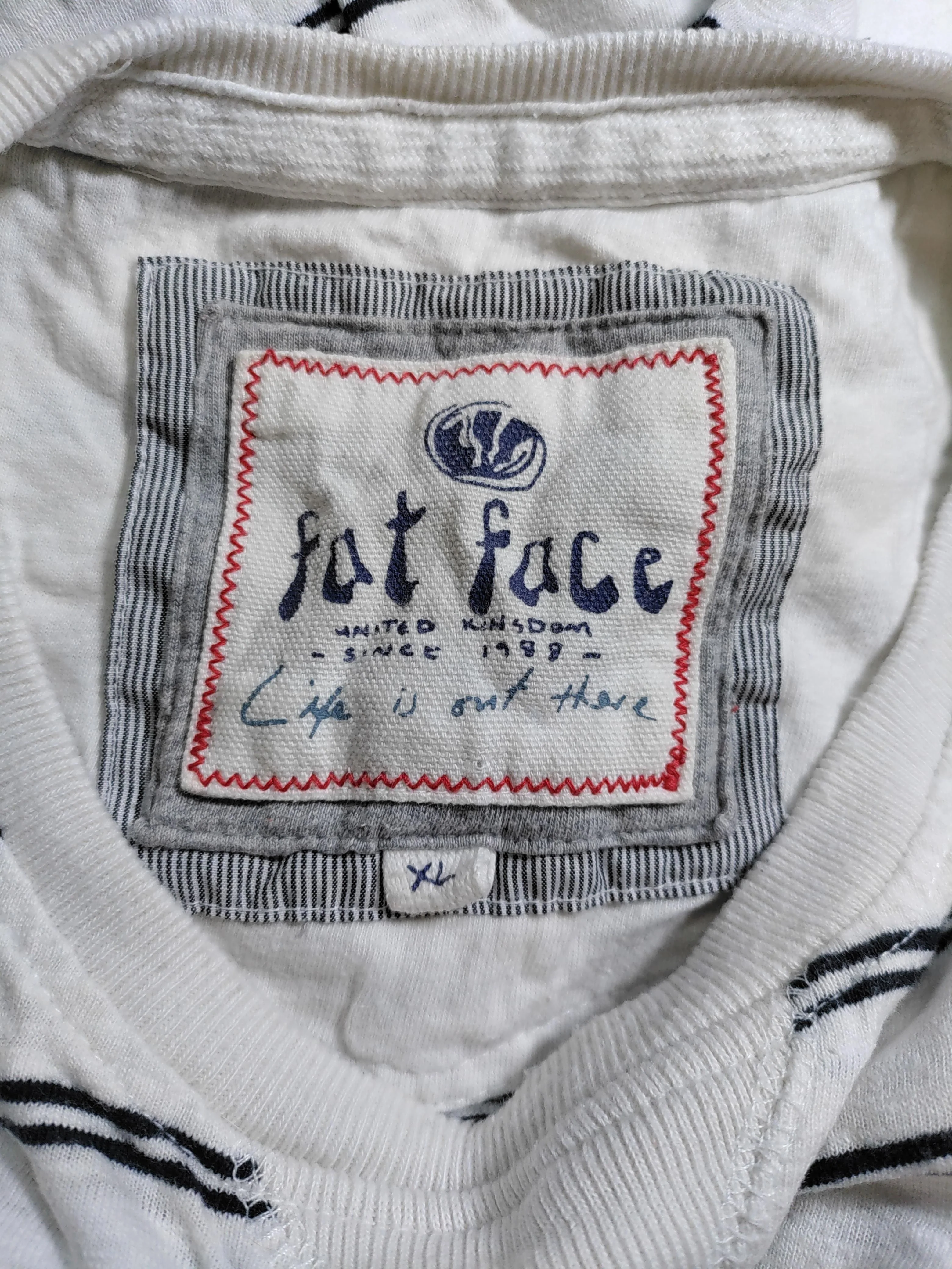 Fat Face Men's T-Shirt XL White Striped 100% Cotton Basic - Image 5