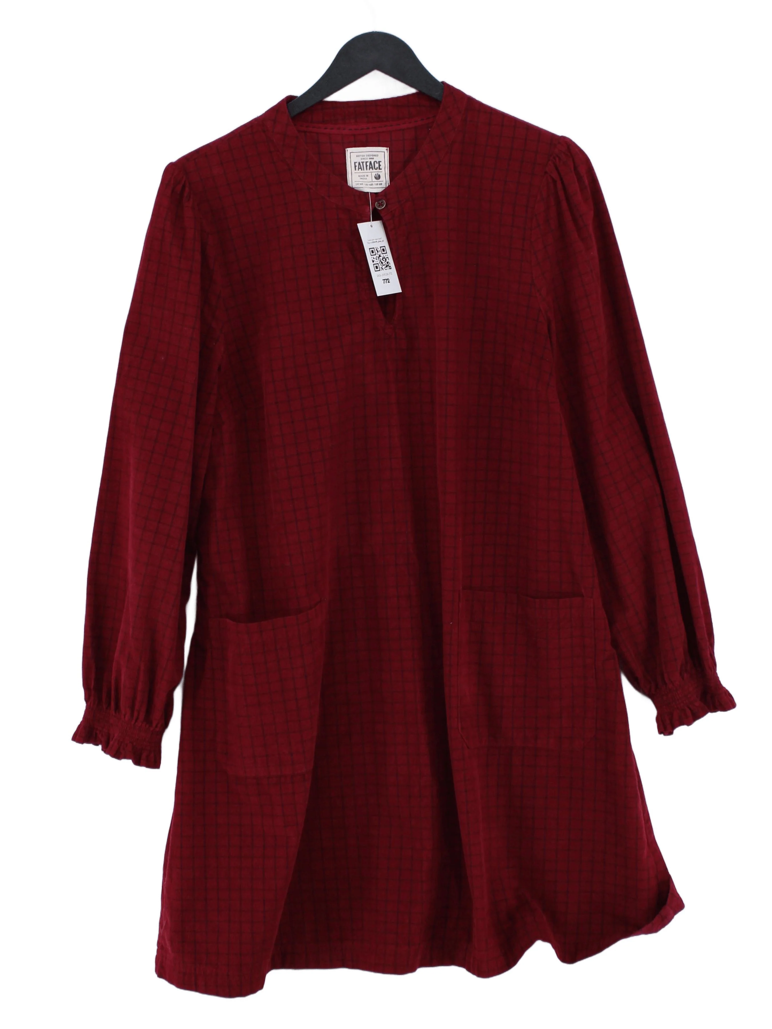Fat Face Shirt Mini Dress UK14 in Red
