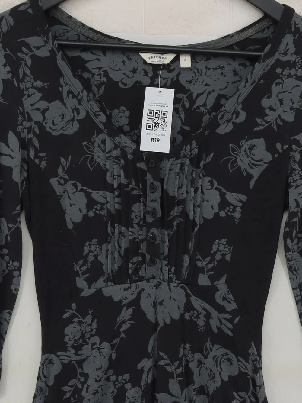 Fat Face Skater Mini Dress UK8 in Black - Image 3