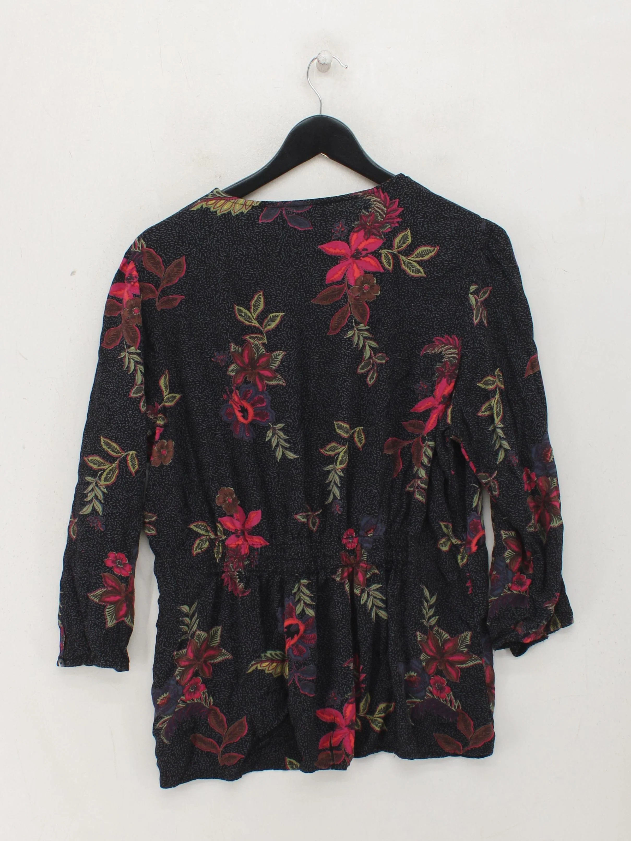 Fat Face Women's Blouse M Multi Floral 100% Viscose 3/4 Sleeve V-Neck Basic - Image 2