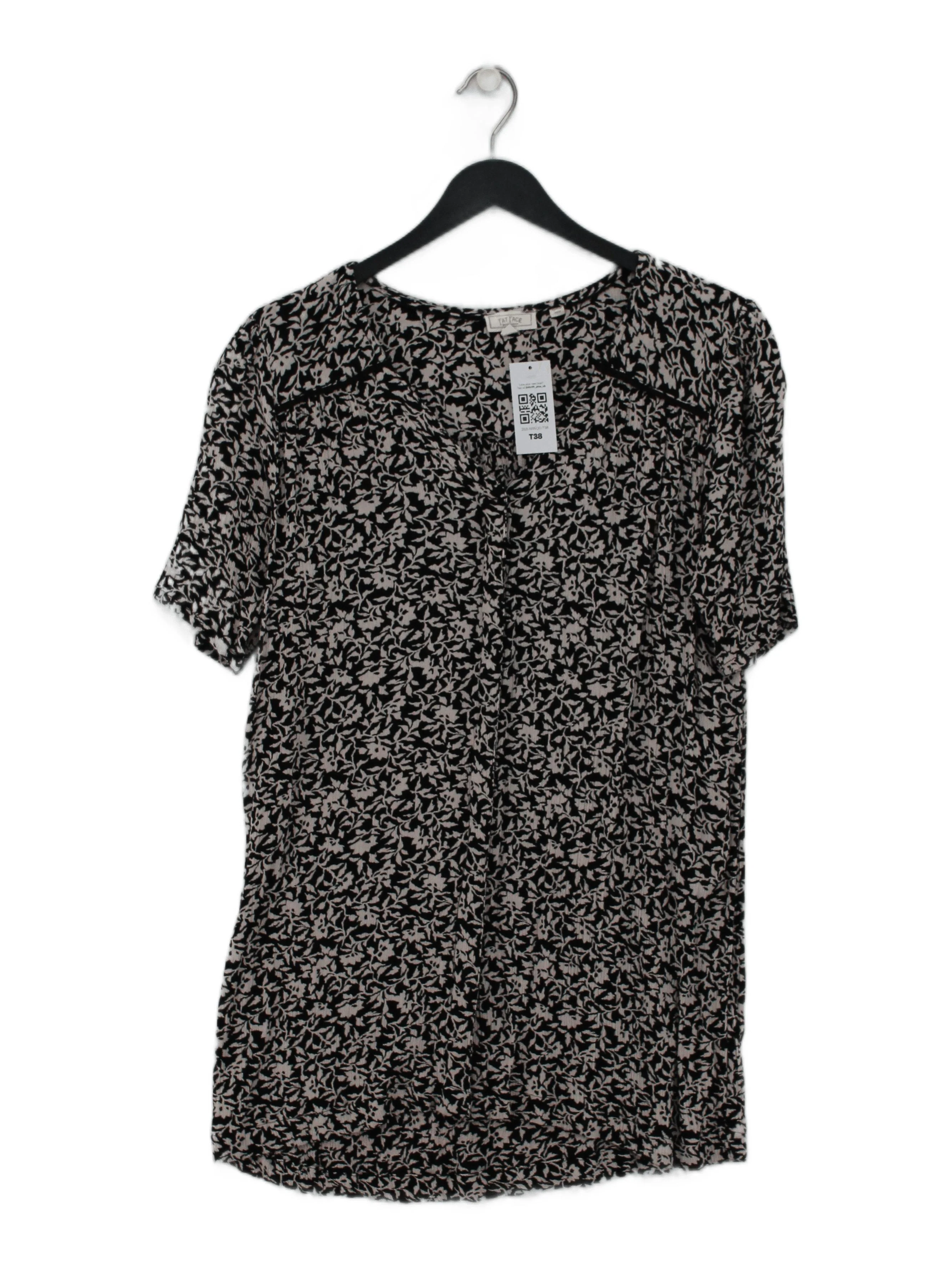 Fat Face Women's Blouse M Multi Floral 100% Viscose Short Sleeve V-Neck Basic