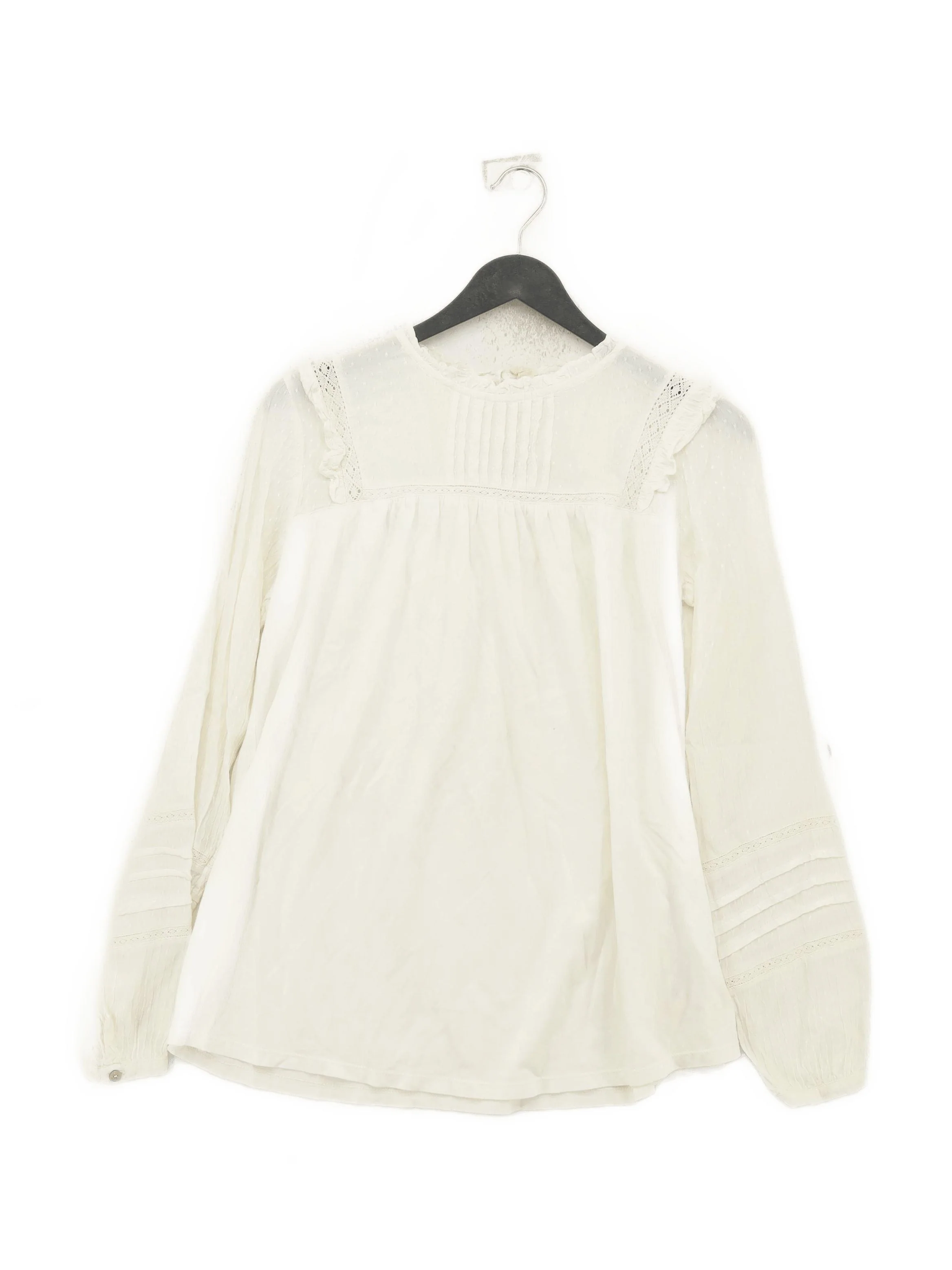 Fat Face Women's Blouse UK 10 Cream Viscose with Cotton Basic
