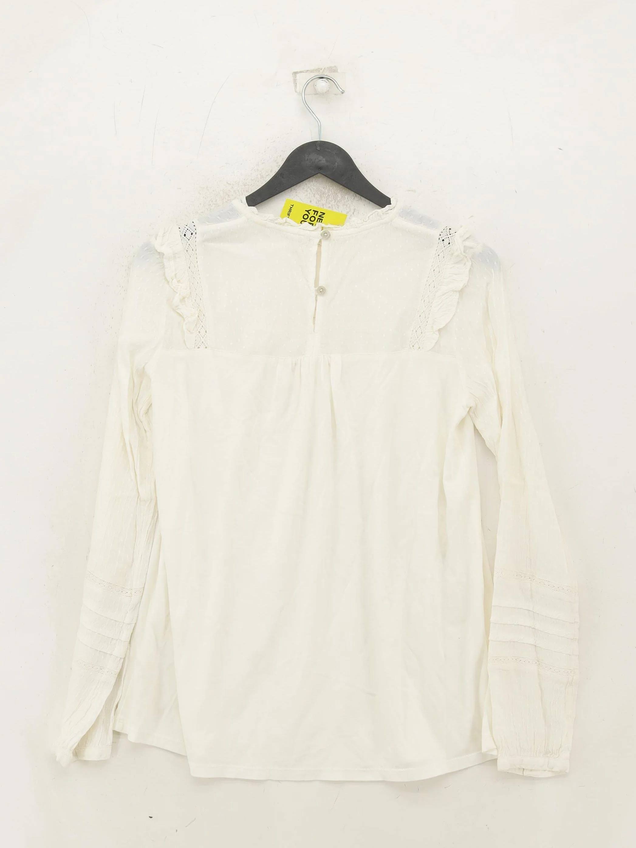 Fat Face Women's Blouse UK 10 Cream Viscose with Cotton Basic - Image 2