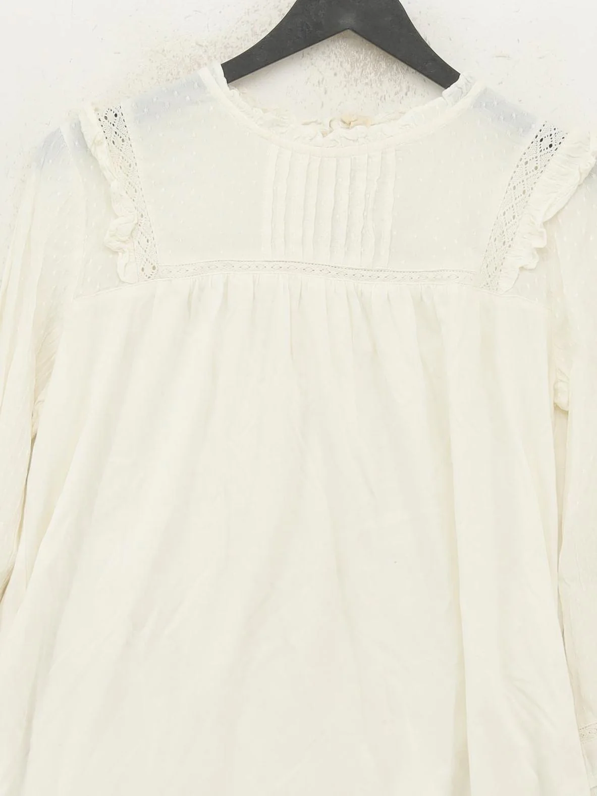 Fat Face Women's Blouse UK 10 Cream Viscose with Cotton Basic - Image 3