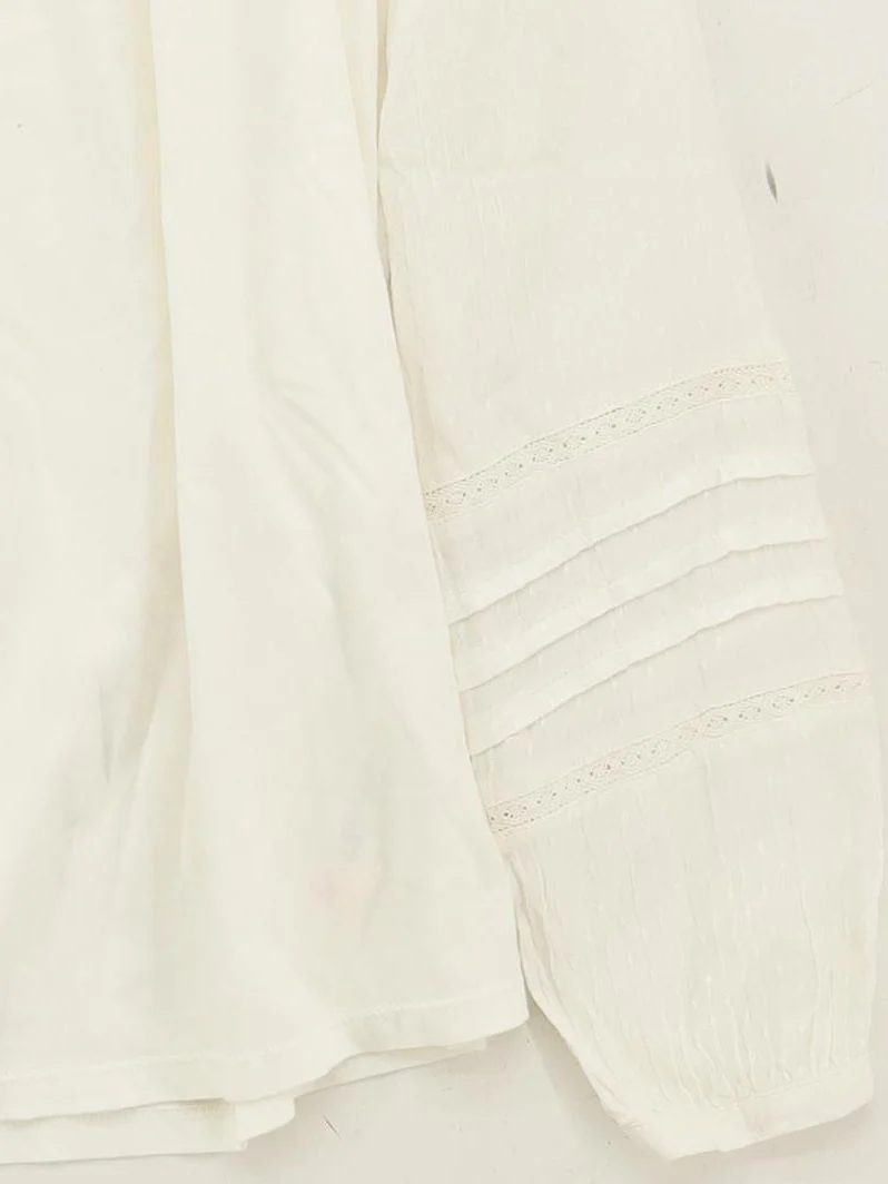 Fat Face Women's Blouse UK 10 Cream Viscose with Cotton Basic - Image 4
