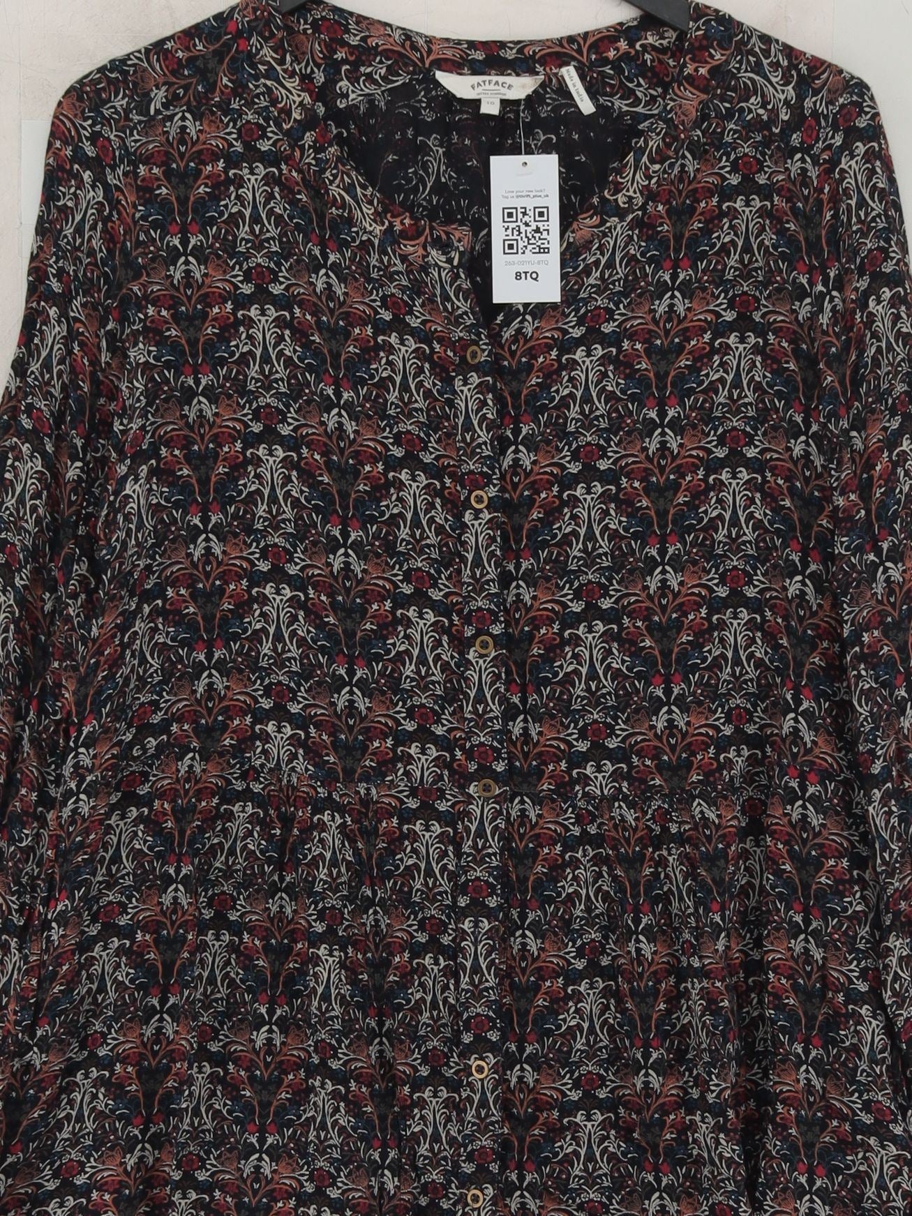 Fat Face Women's Blouse UK 10 Multi 100% Other Long Sleeve V-Neck Basic - Image 3