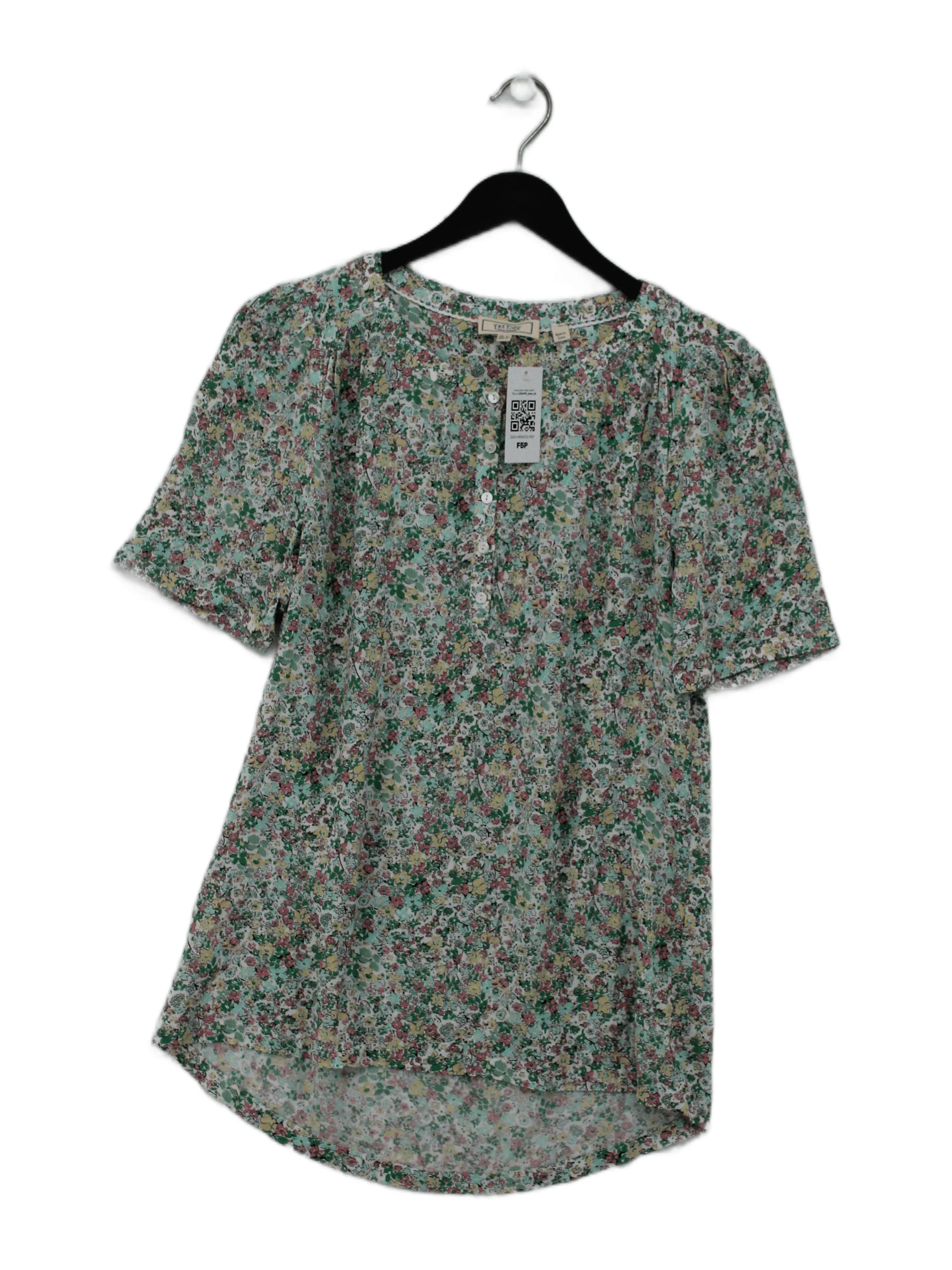 Fat Face Women's Blouse UK 6 Multi Floral 100% Other Short Sleeve V-Neck Basic