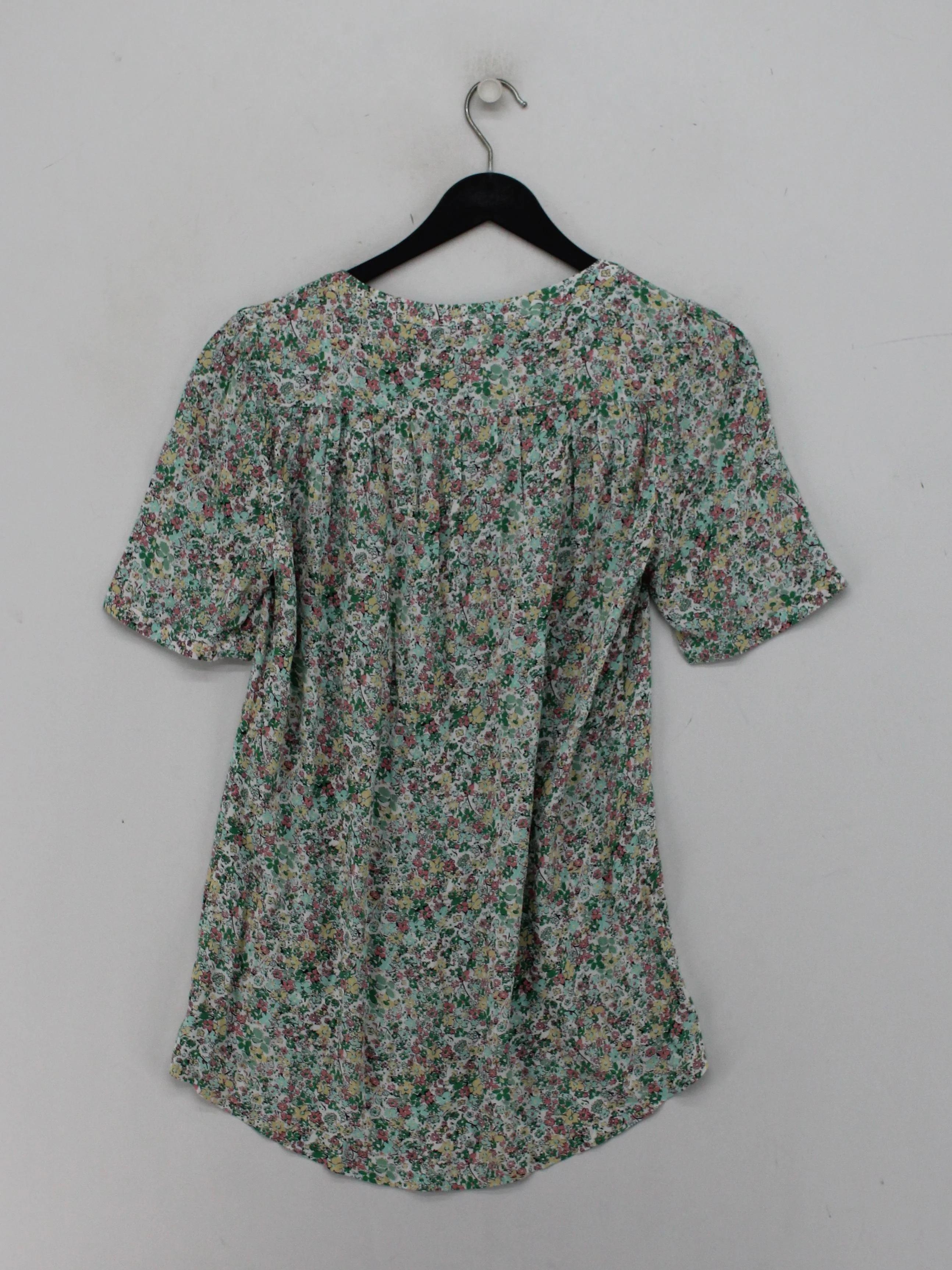 Fat Face Women's Blouse UK 6 Multi Floral 100% Other Short Sleeve V-Neck Basic - Image 2