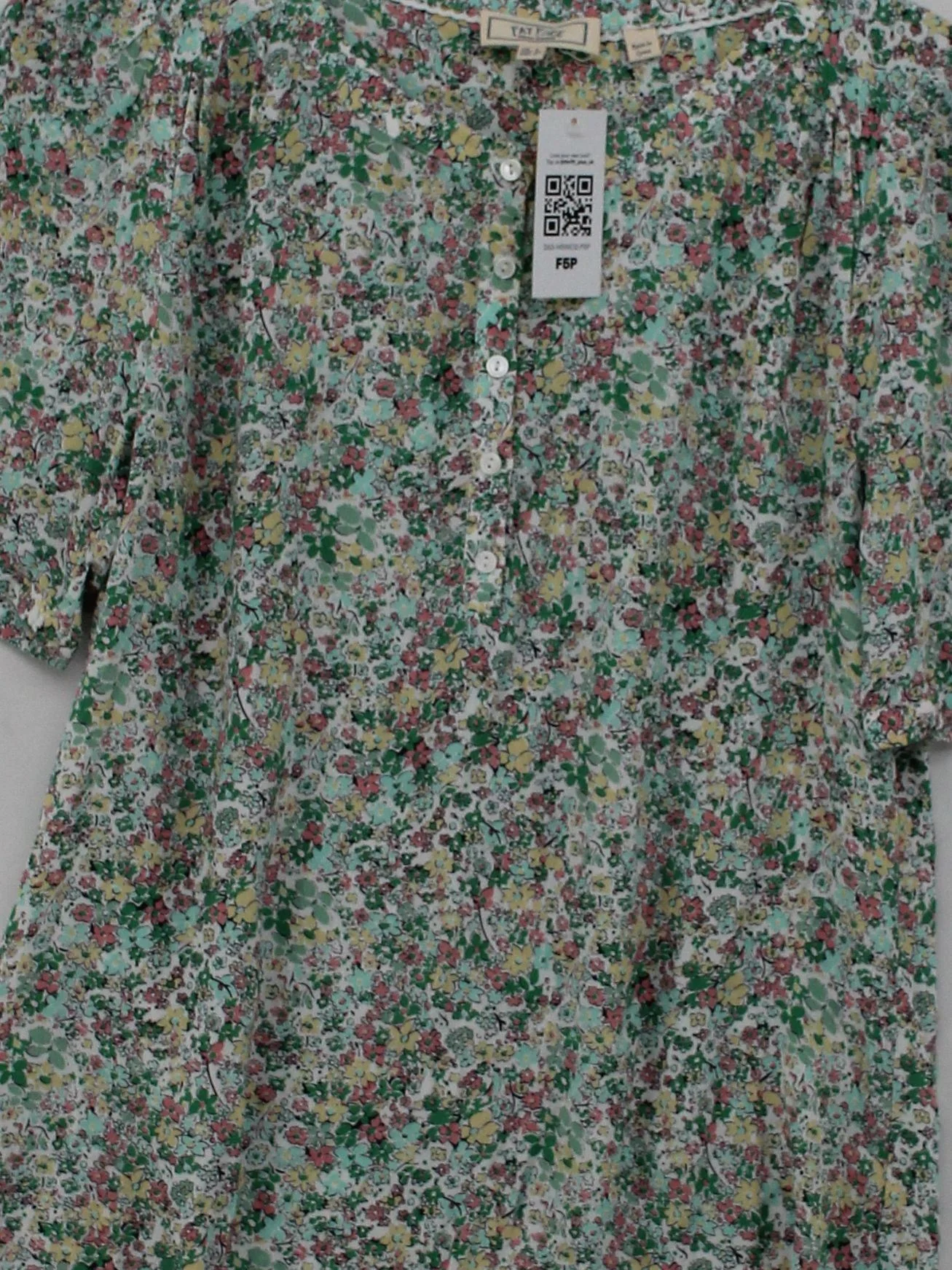 Fat Face Women's Blouse UK 6 Multi Floral 100% Other Short Sleeve V-Neck Basic - Image 3