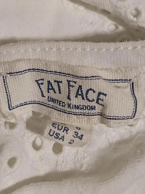 Fat Face Women's Blouse UK 6 White 100% Cotton Long Sleeve Round Neck Basic - Image 6