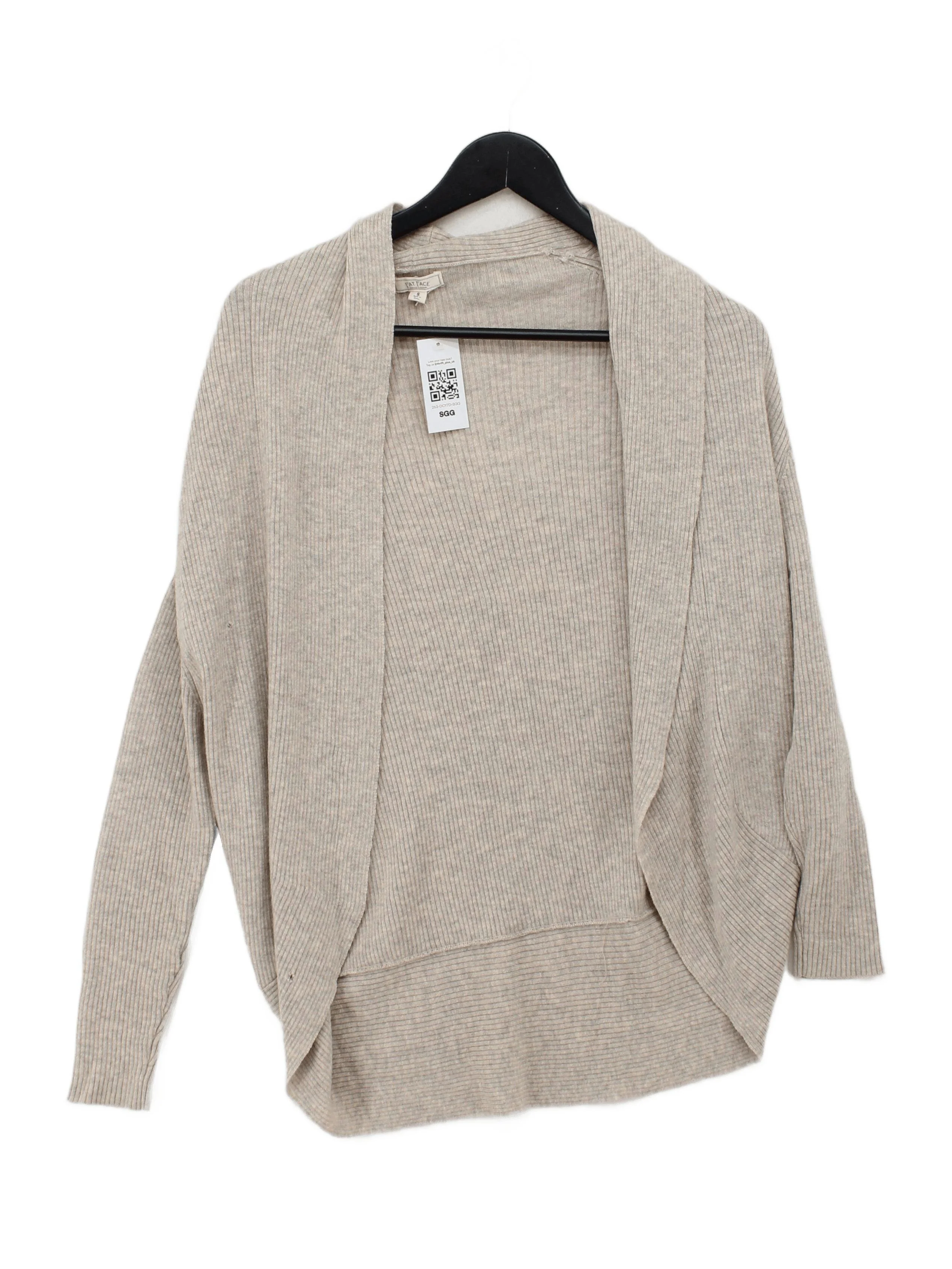 Fat Face Women's Cardigan S Cream 100% Wool V-Neck Cardigan