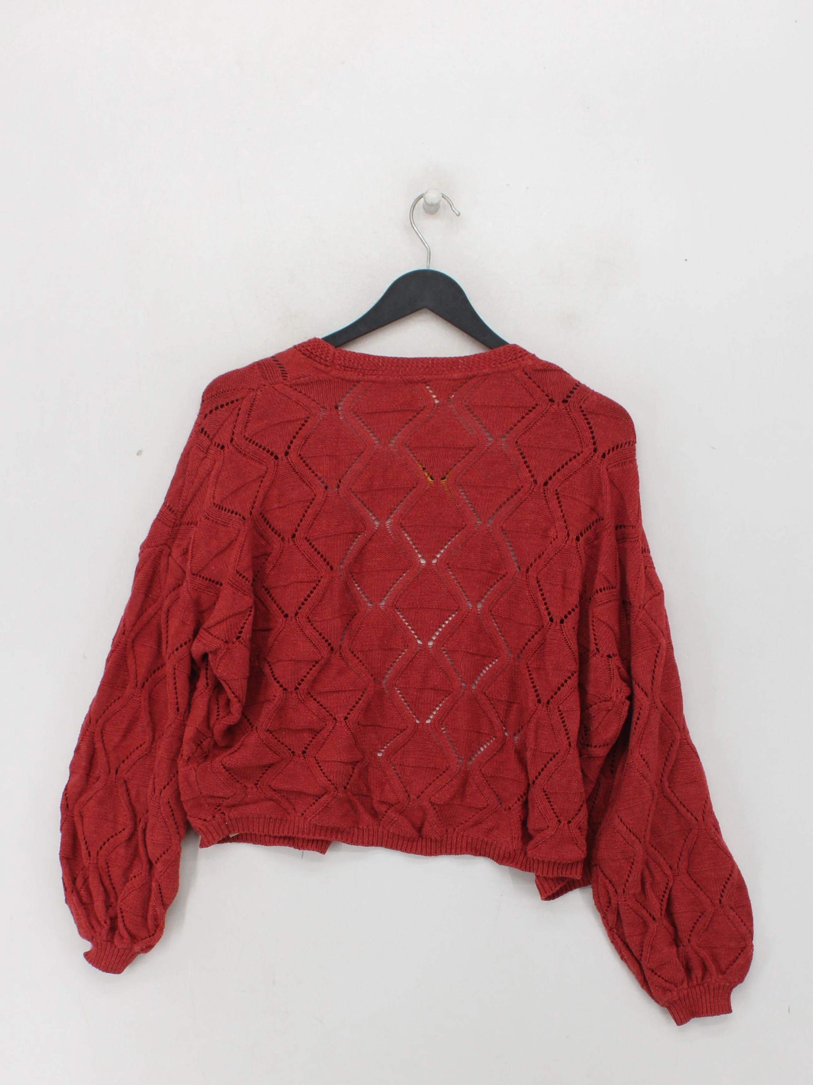 Fat Face Women's Cardigan S Red Geometric 100% Cotton V-Neck Cardigan - Image 2