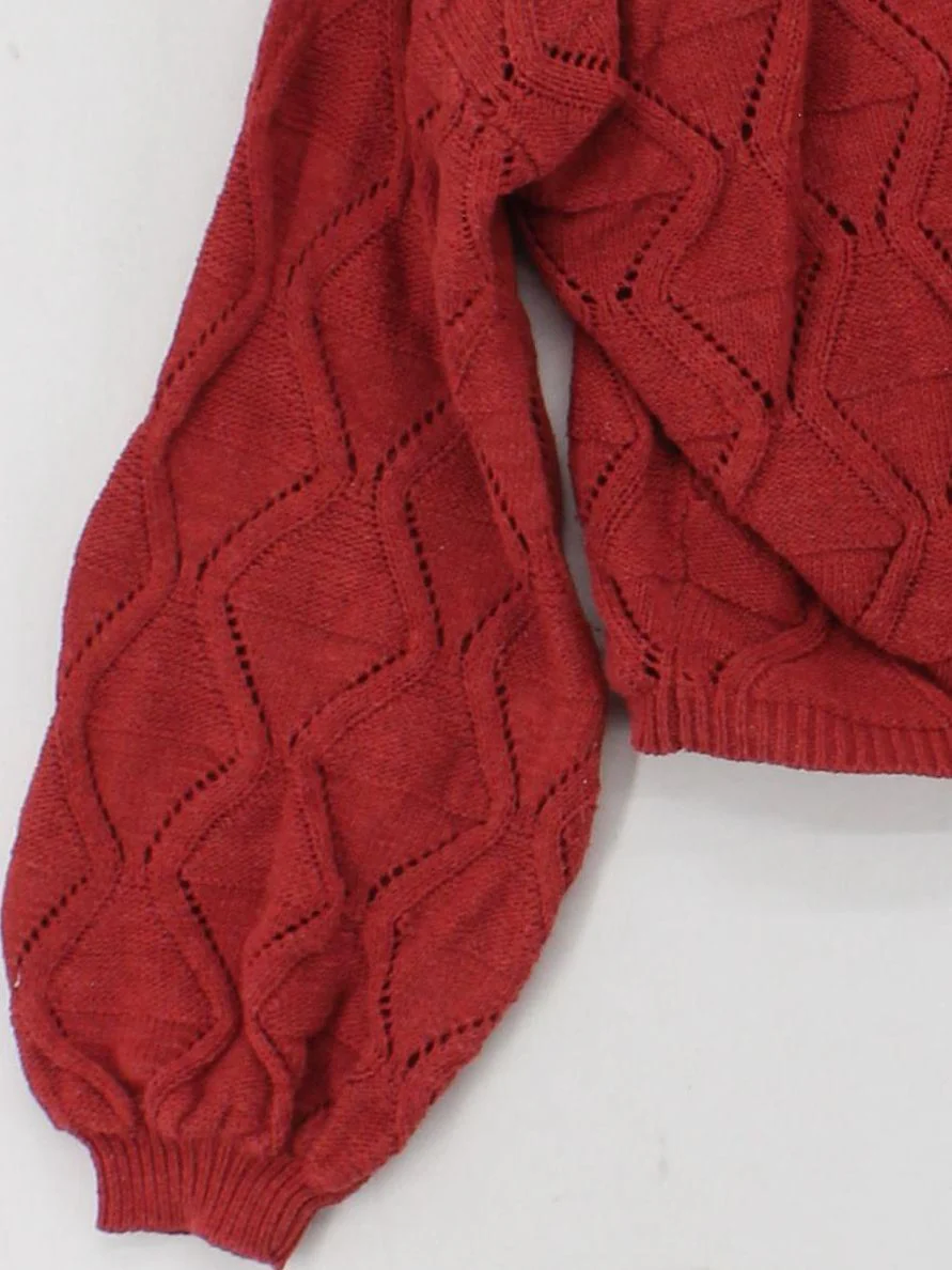 Fat Face Women's Cardigan S Red Geometric 100% Cotton V-Neck Cardigan - Image 4