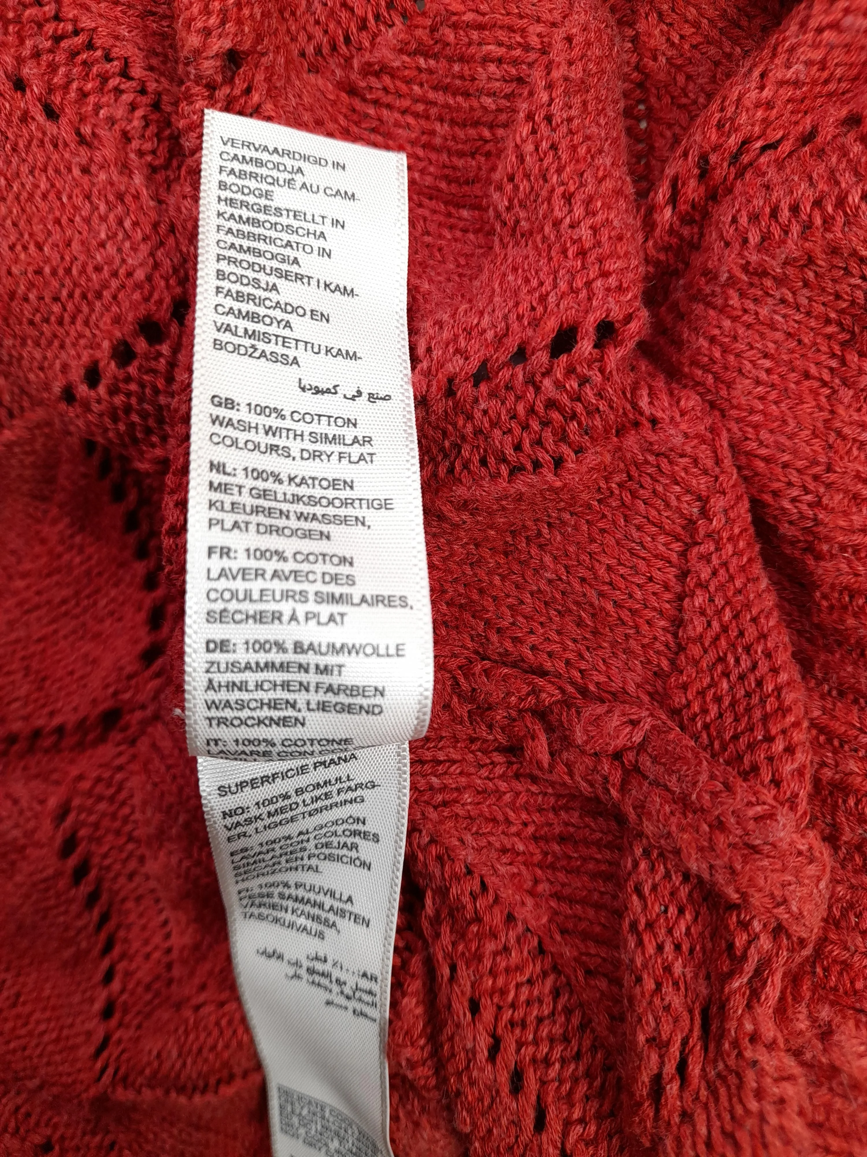 Fat Face Women's Cardigan S Red Geometric 100% Cotton V-Neck Cardigan - Image 6