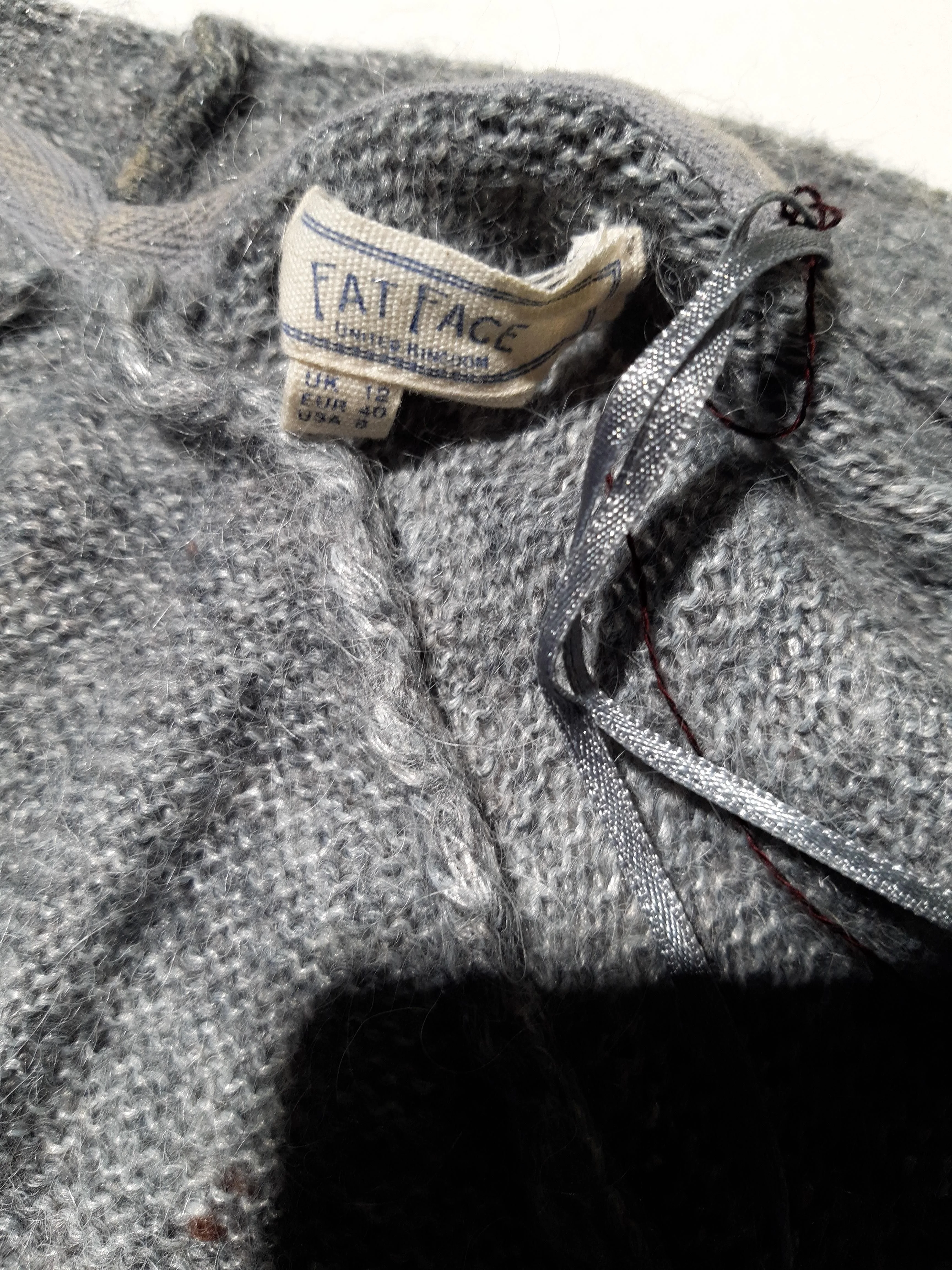 Fat Face Women's Cardigan UK 12 Grey Wool with Nylon, Mohair, Acrylic Cardigan - Image 5