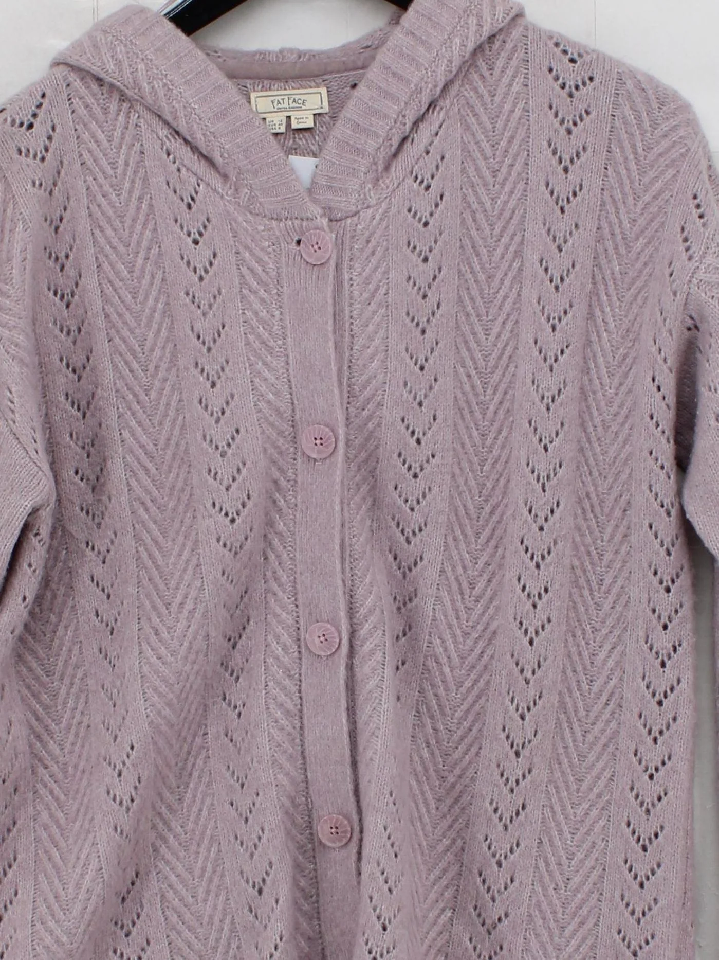 Fat Face Women's Cardigan UK 12 Purple Nylon with Acrylic, Other V-Neck Cardigan - Image 3