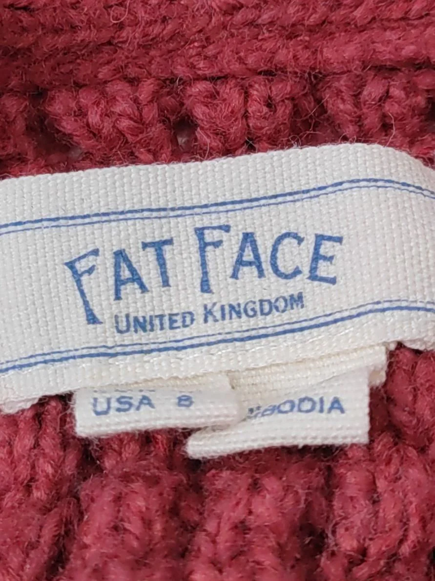 Fat Face Women's Cardigan UK 12 Red Cotton with Acrylic, Polyester Cardigan - Image 6