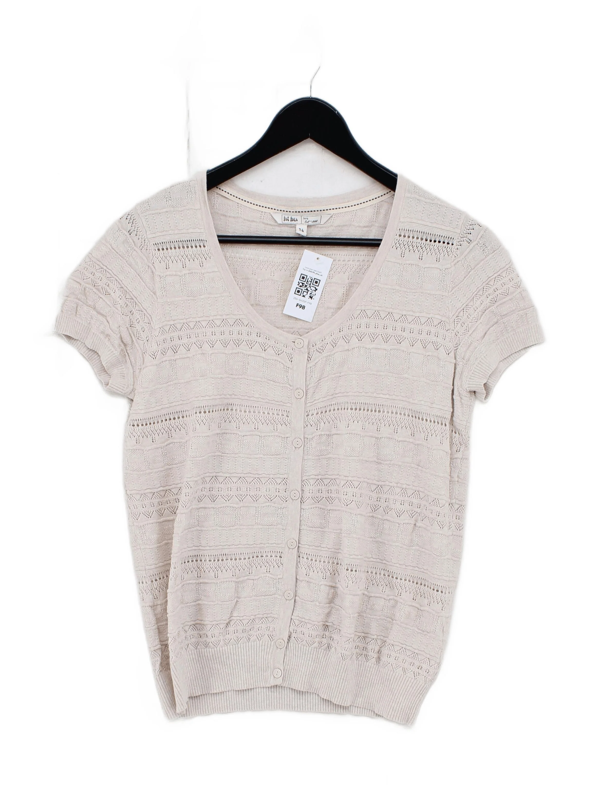 Fat Face Women's Cardigan UK 14 Cream 100% Other V-Neck Cardigan