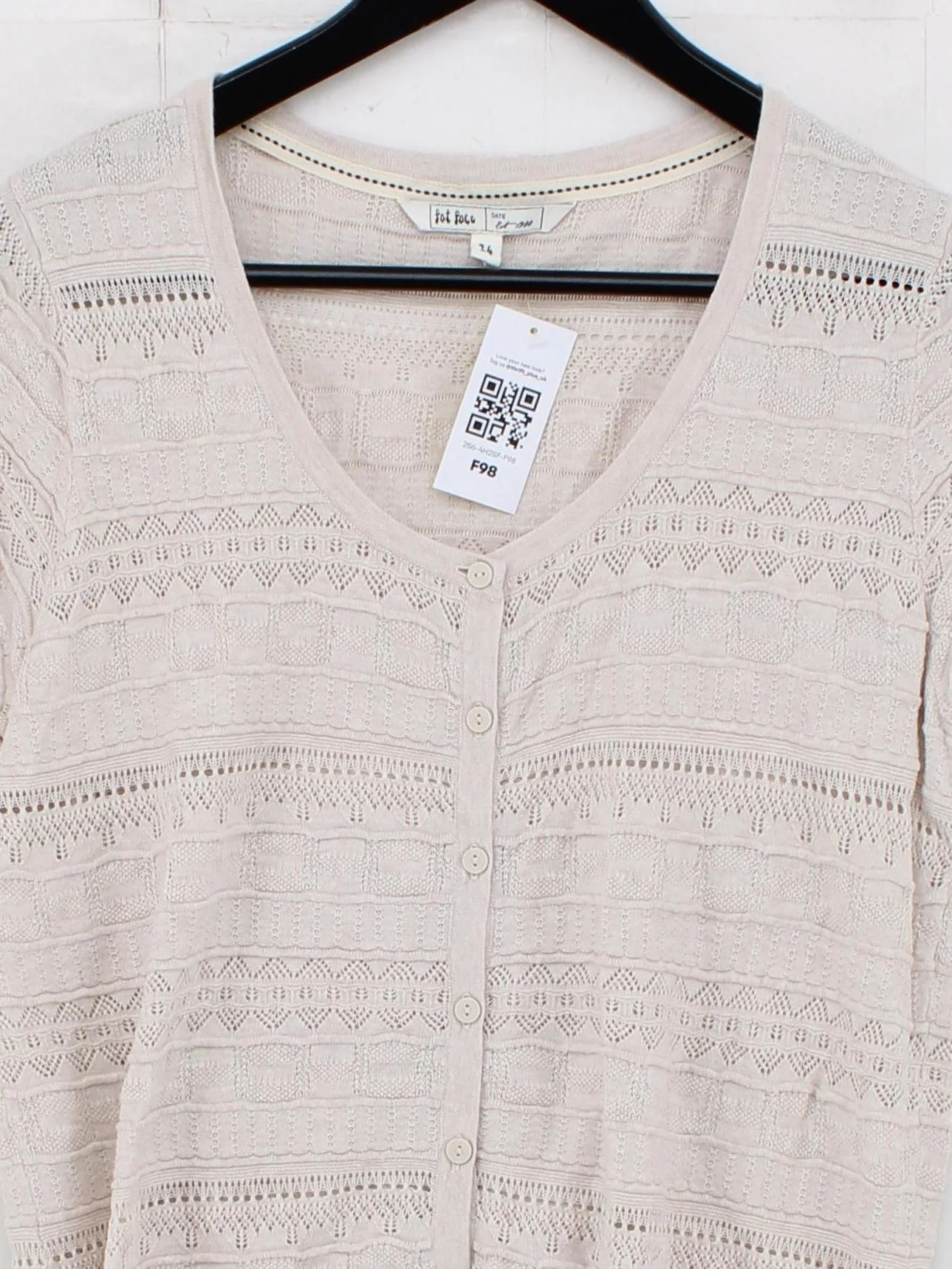 Fat Face Women's Cardigan UK 14 Cream 100% Other V-Neck Cardigan - Image 3