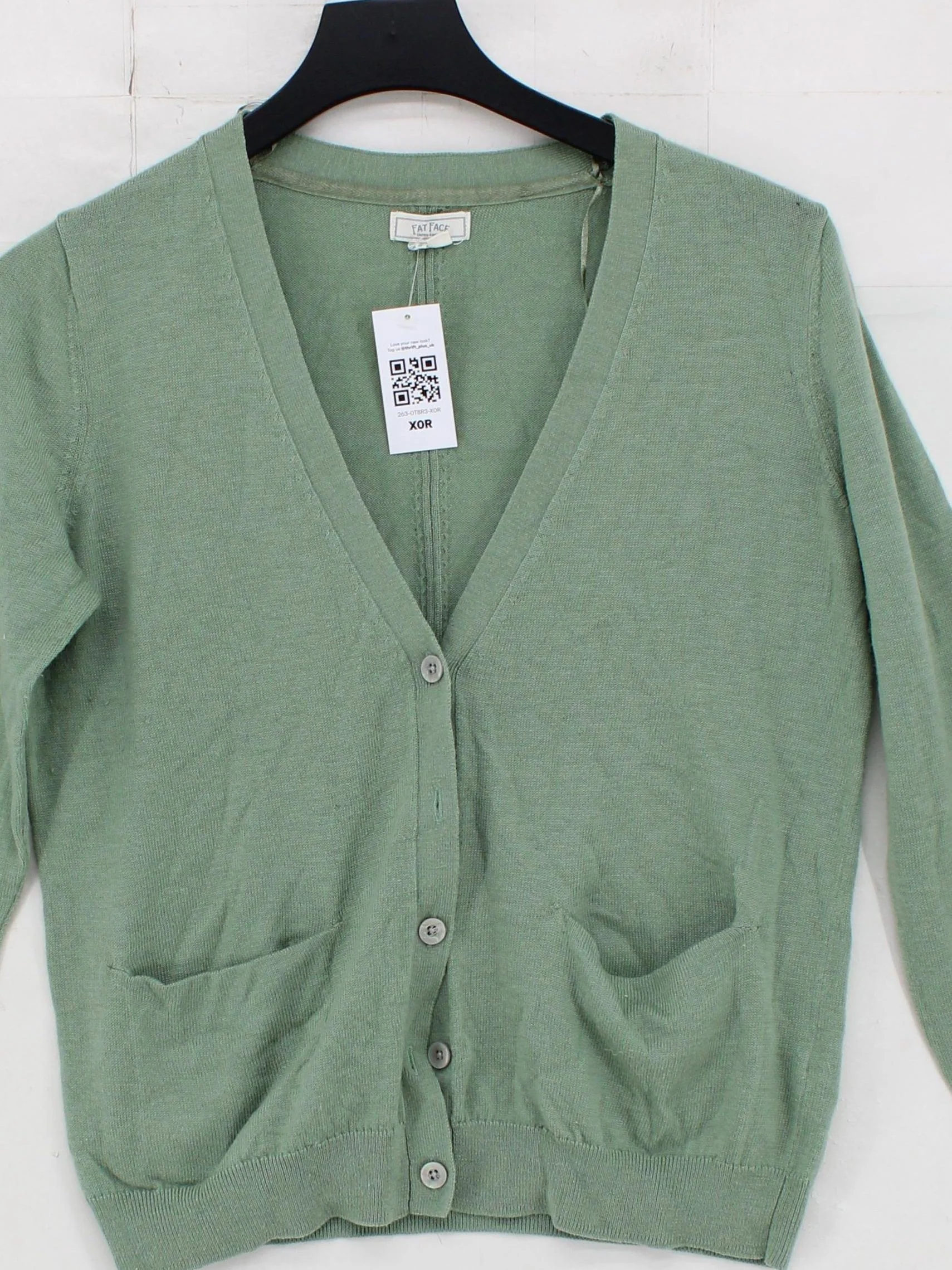 Fat Face Women's Cardigan UK 14 Green Polyester with Wool, Nylon V-Neck Cardigan - Image 3