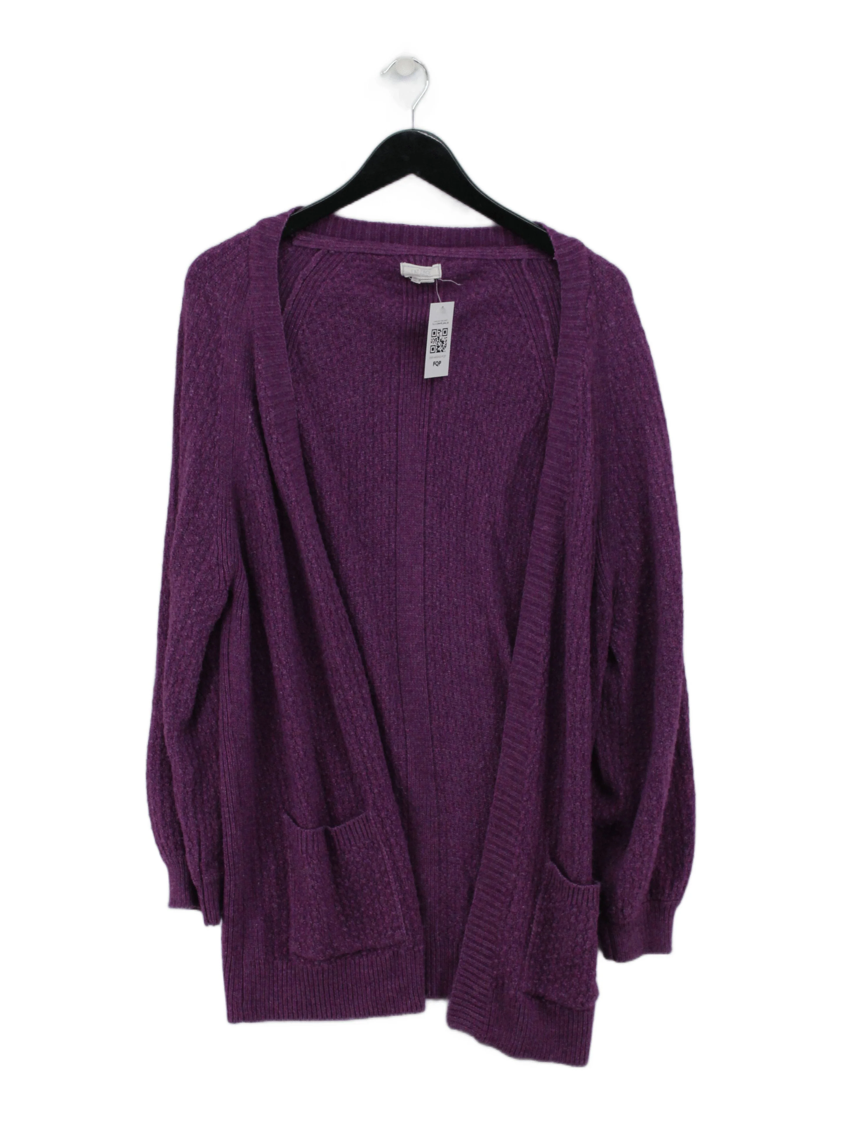 Fat Face Women's Cardigan UK 14 Purple Viscose with Acrylic V-Neck Cardigan