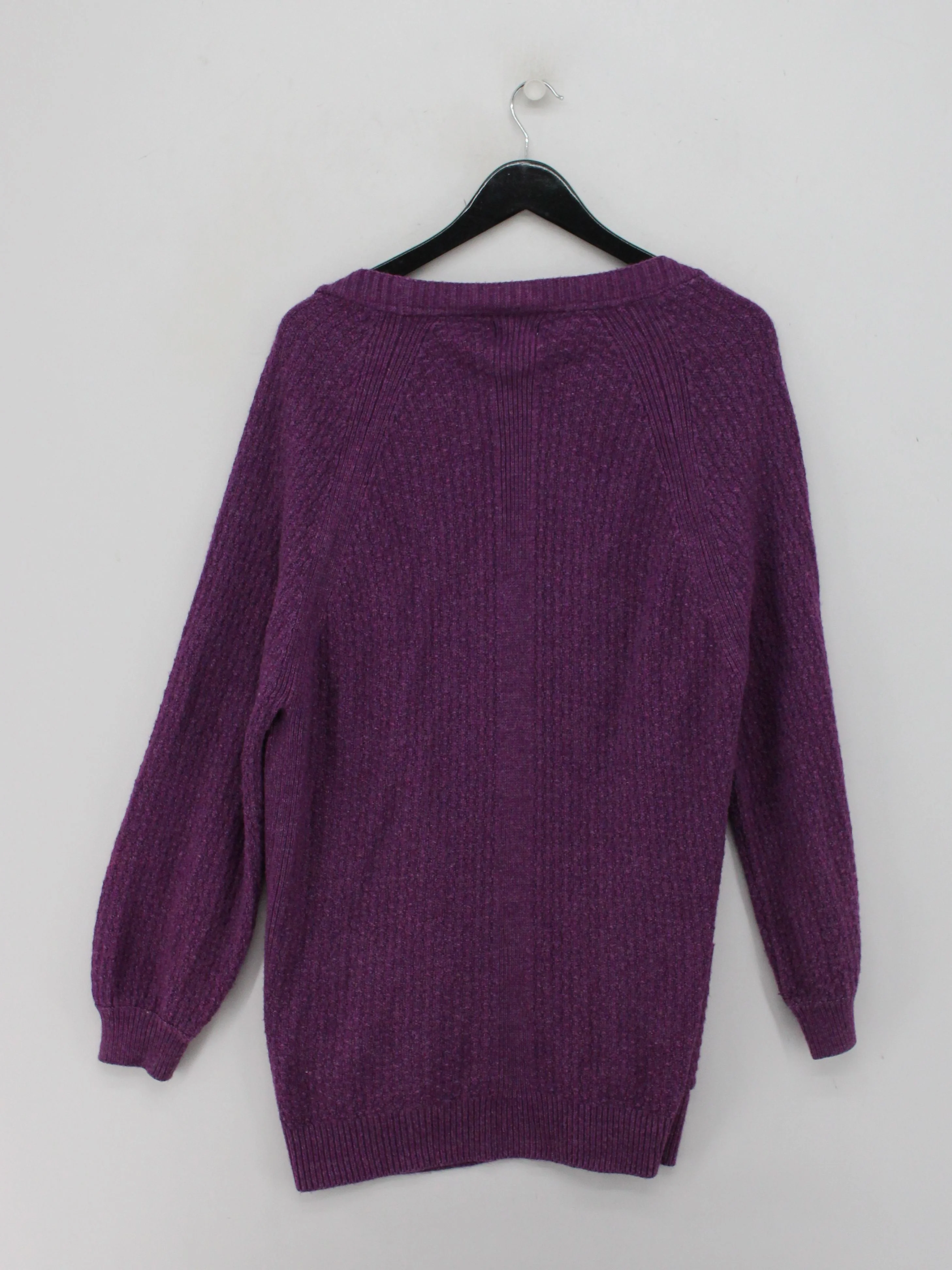 Fat Face Women's Cardigan UK 14 Purple Viscose with Acrylic V-Neck Cardigan - Image 2