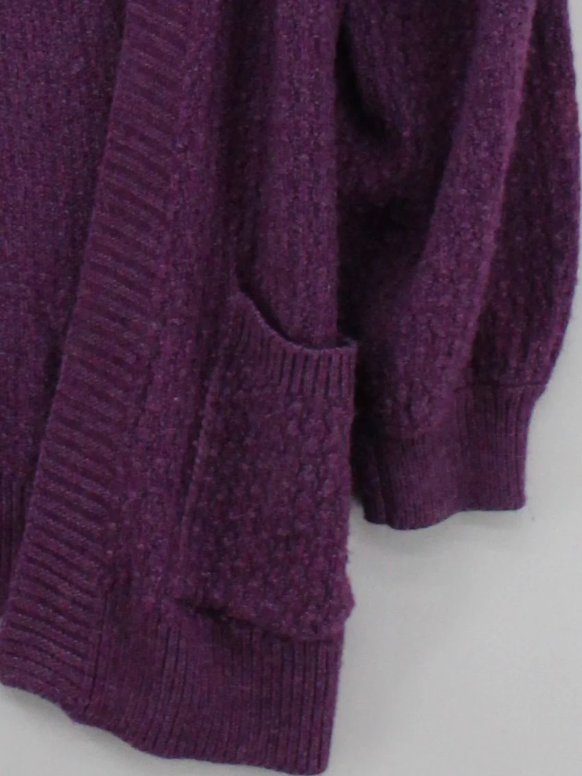 Fat Face Women's Cardigan UK 14 Purple Viscose with Acrylic V-Neck Cardigan - Image 4