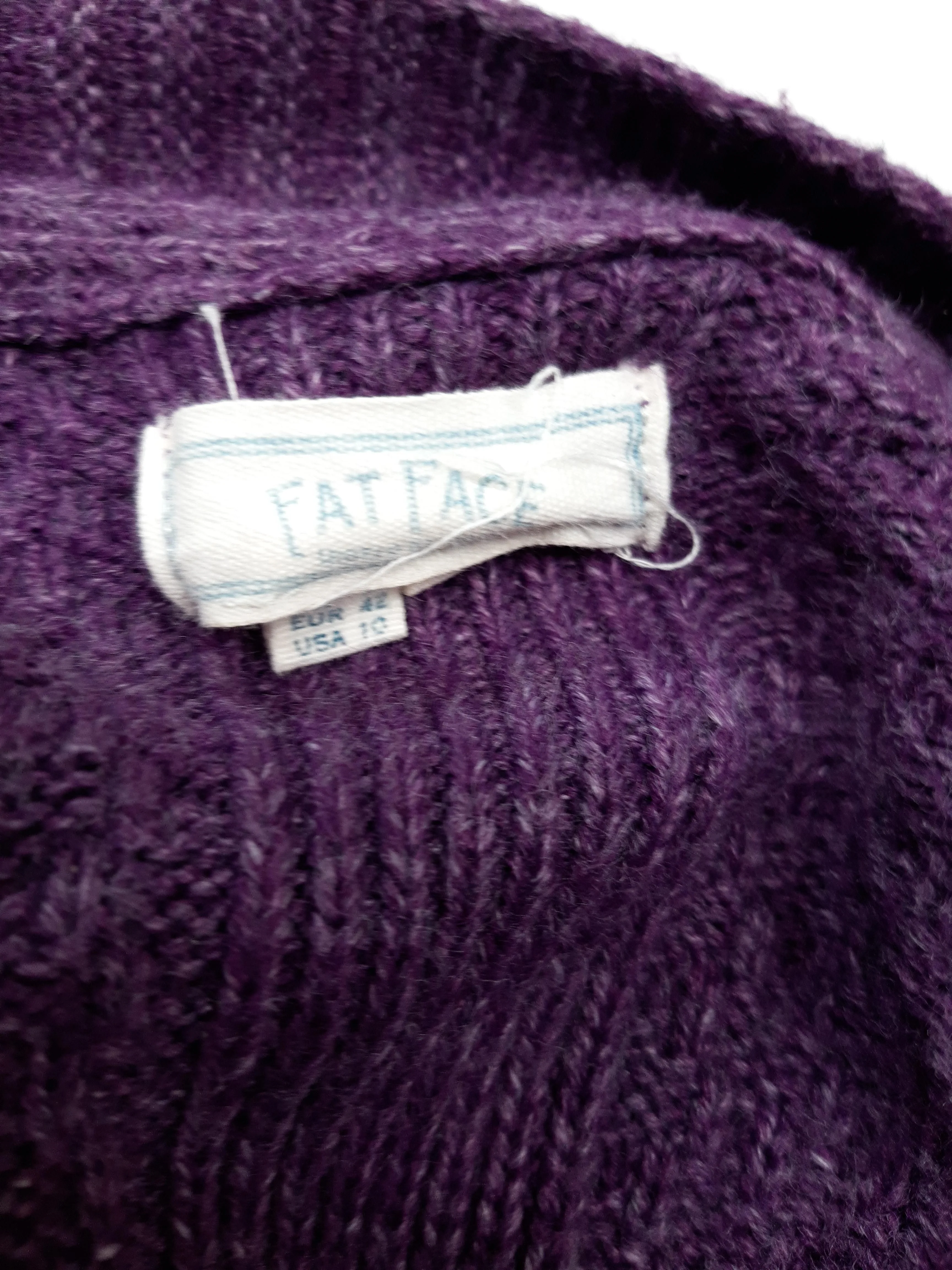 Fat Face Women's Cardigan UK 14 Purple Viscose with Acrylic V-Neck Cardigan - Image 5