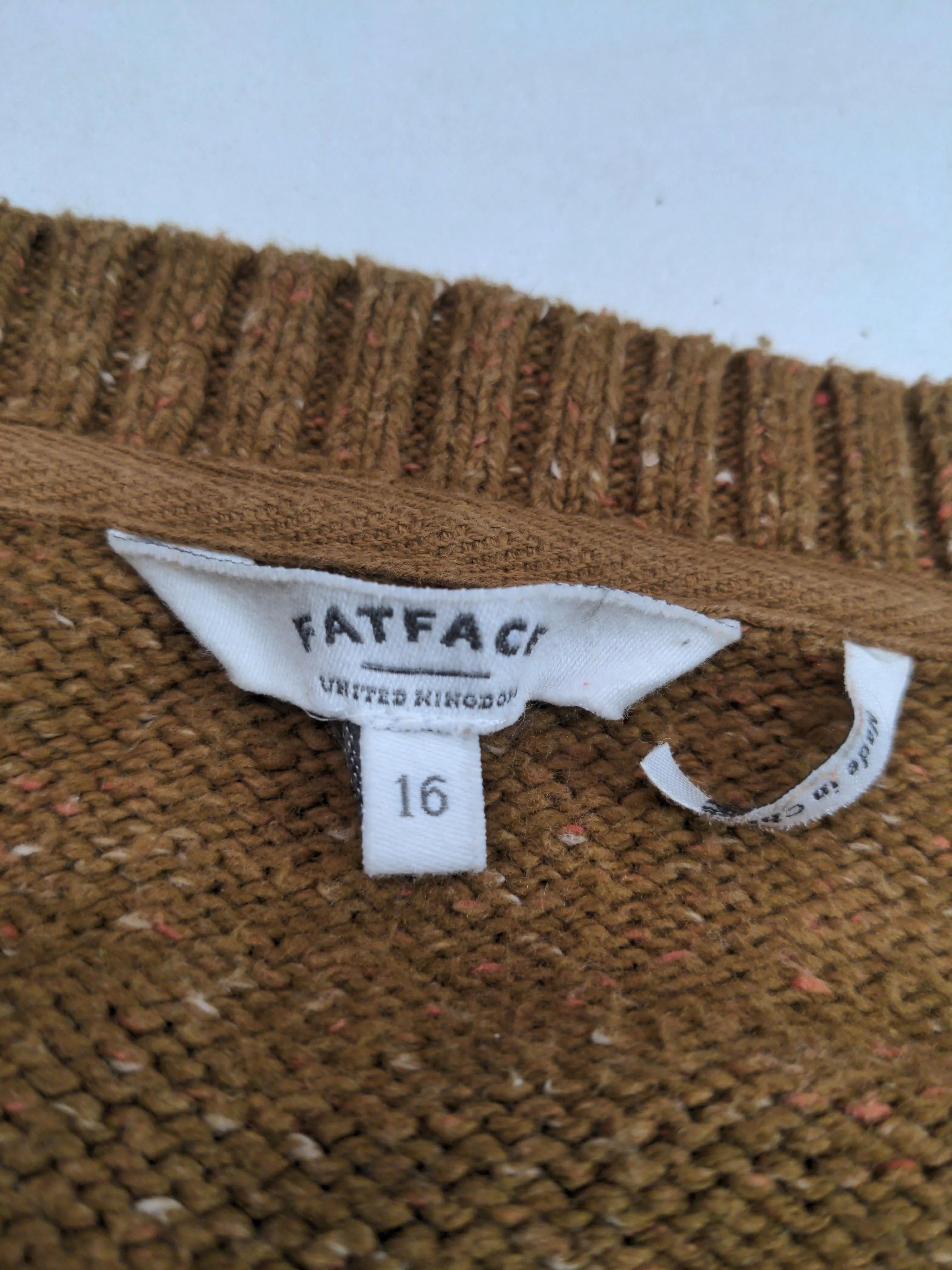 Fat Face Women's Cardigan UK 16 Brown Cotton with Acrylic V-Neck Cardigan - Image 5