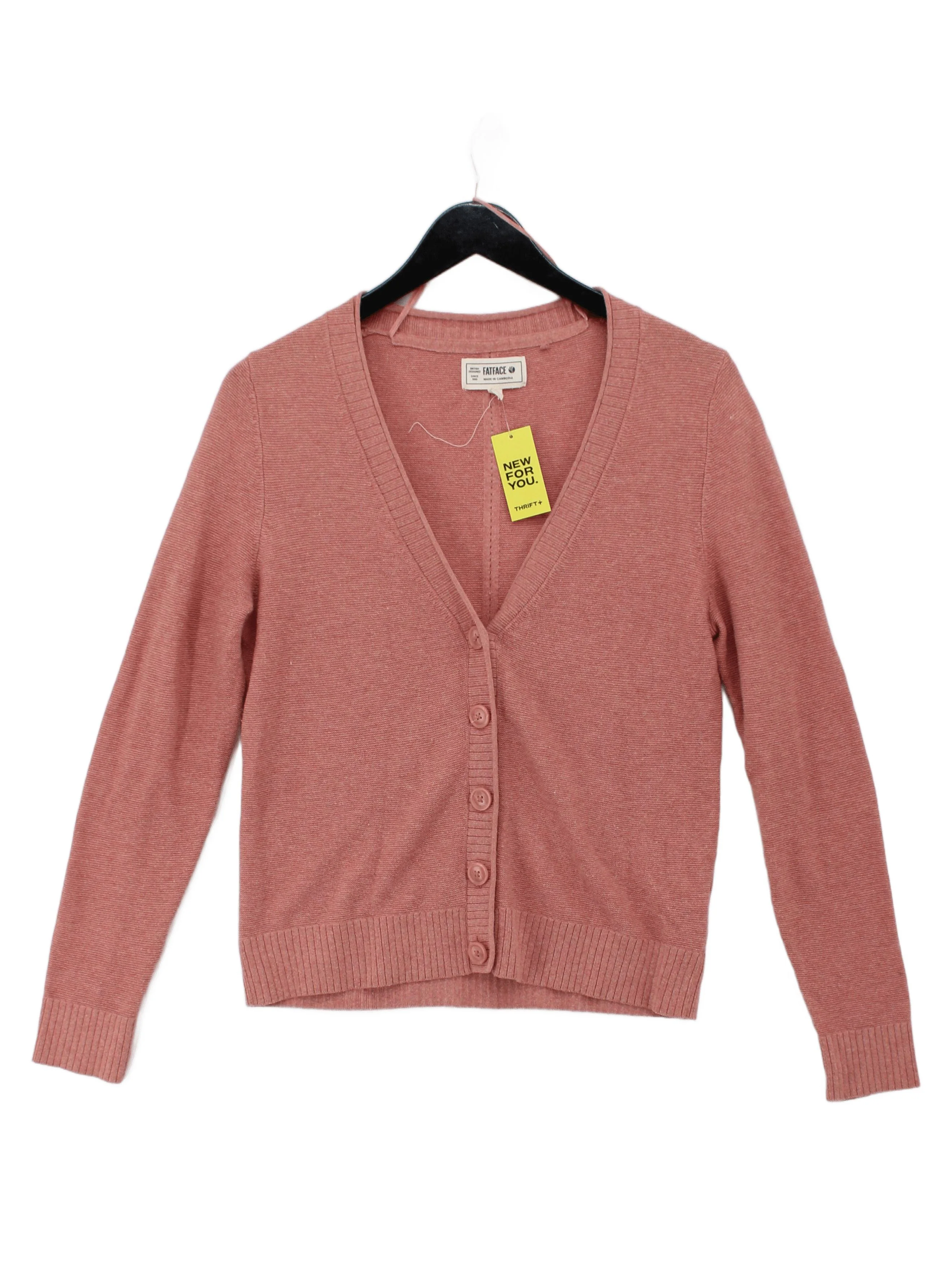 Fat Face Women's Cardigan UK 8 Pink Cotton with Polyamide, Elastane Cardigan
