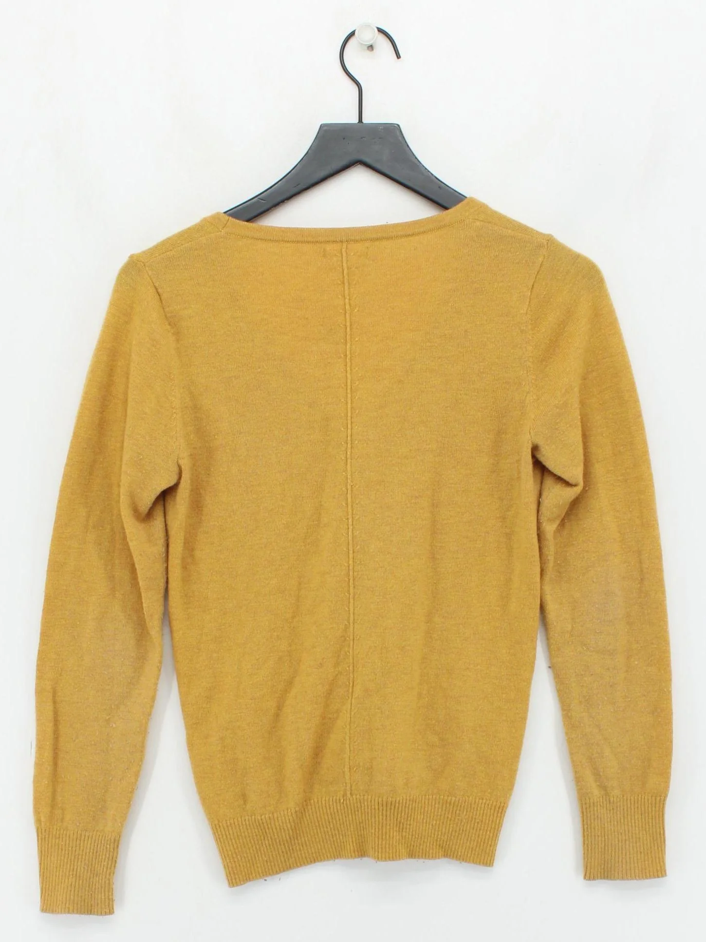 Fat Face Women's Cardigan UK 8 Yellow Wool with Nylon, Cashmere V-Neck Cardigan - Image 2