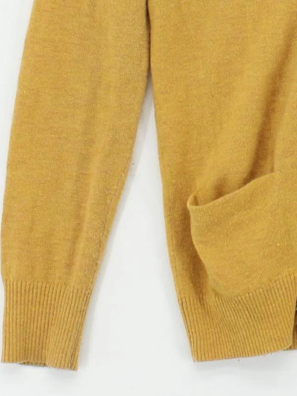 Fat Face Women's Cardigan UK 8 Yellow Wool with Nylon, Cashmere V-Neck Cardigan - Image 4
