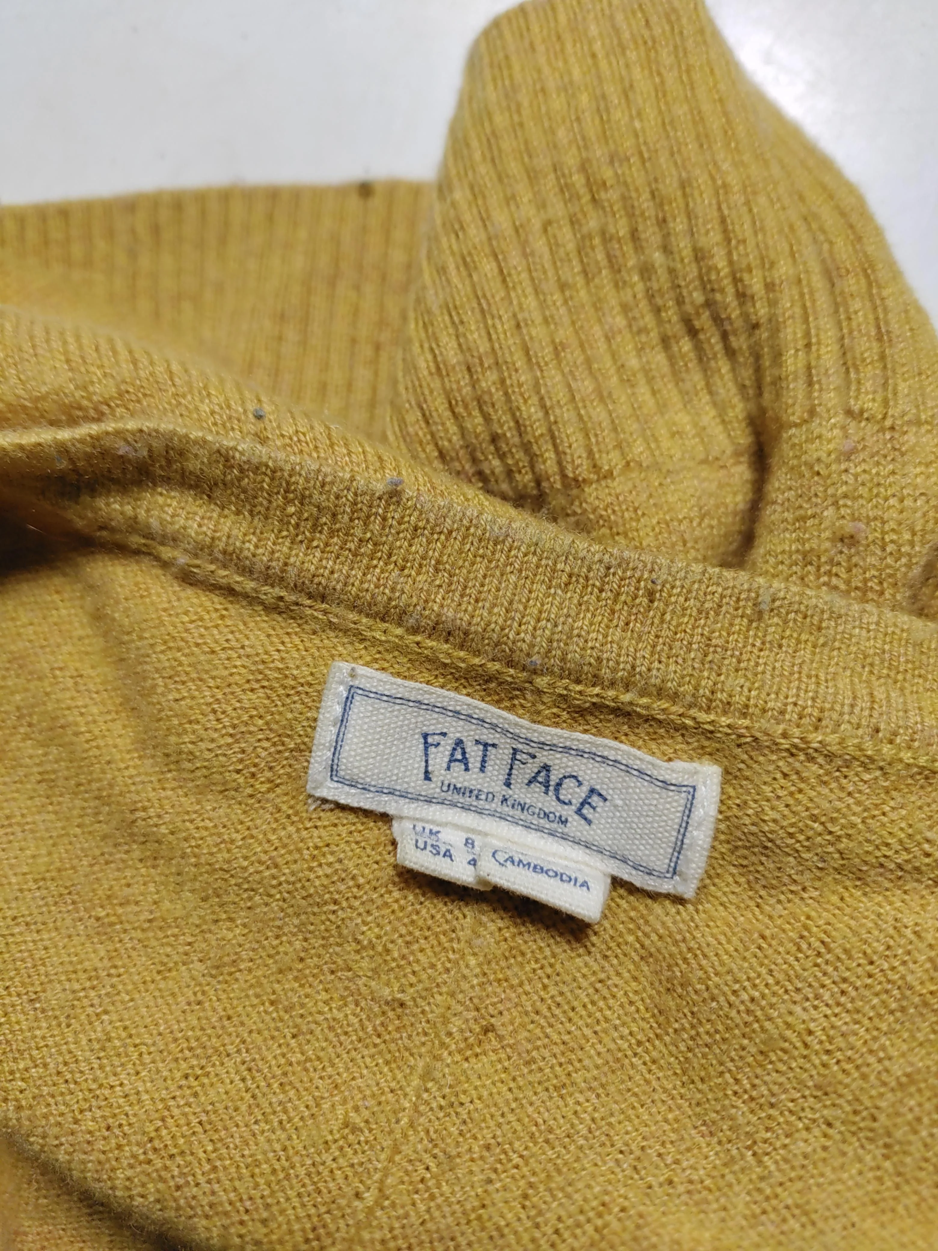 Fat Face Women's Cardigan UK 8 Yellow Wool with Nylon, Cashmere V-Neck Cardigan - Image 5