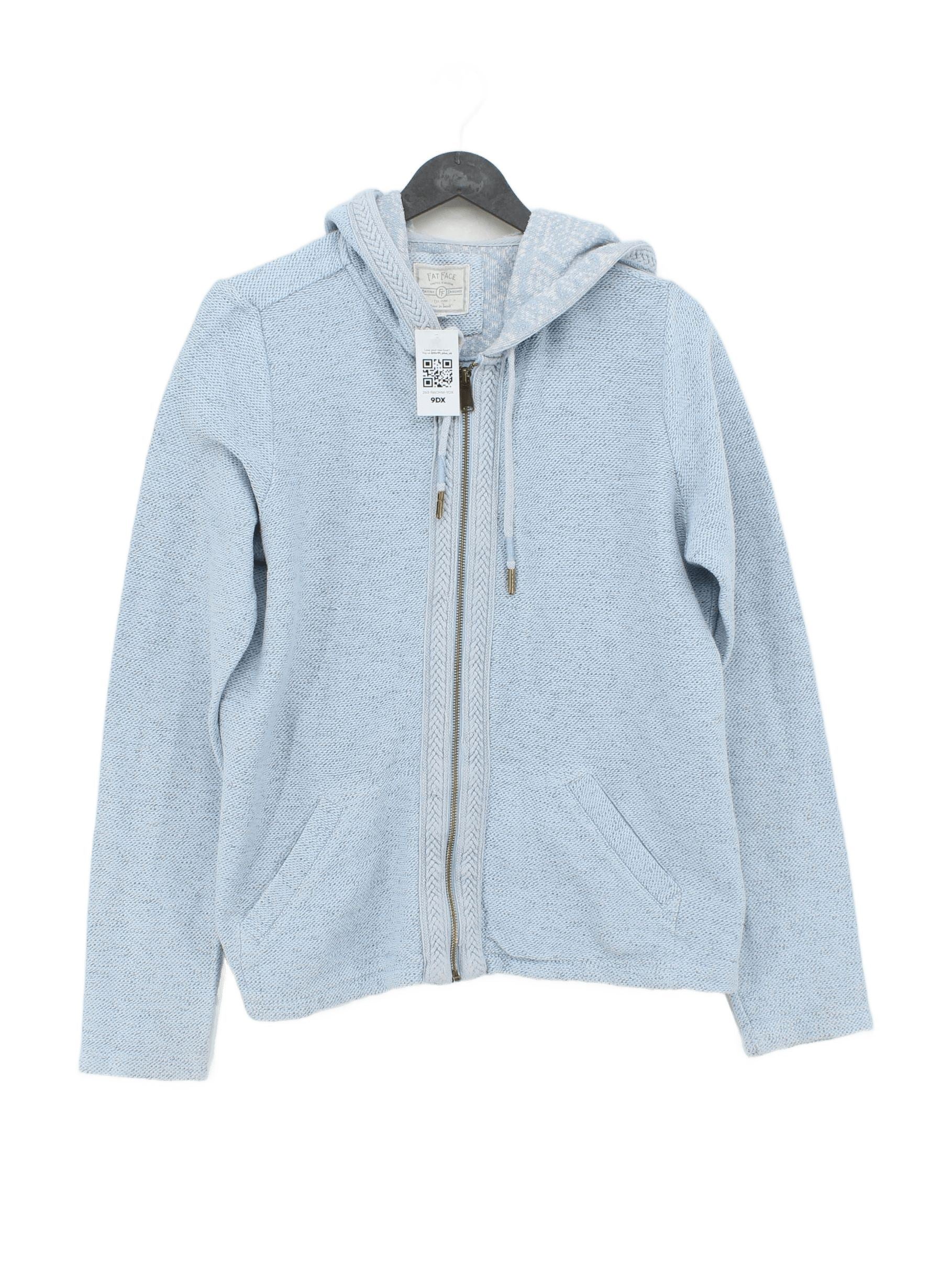 Fat Face Women's Hoodie UK 12 Blue Cotton with Polyester Pullover