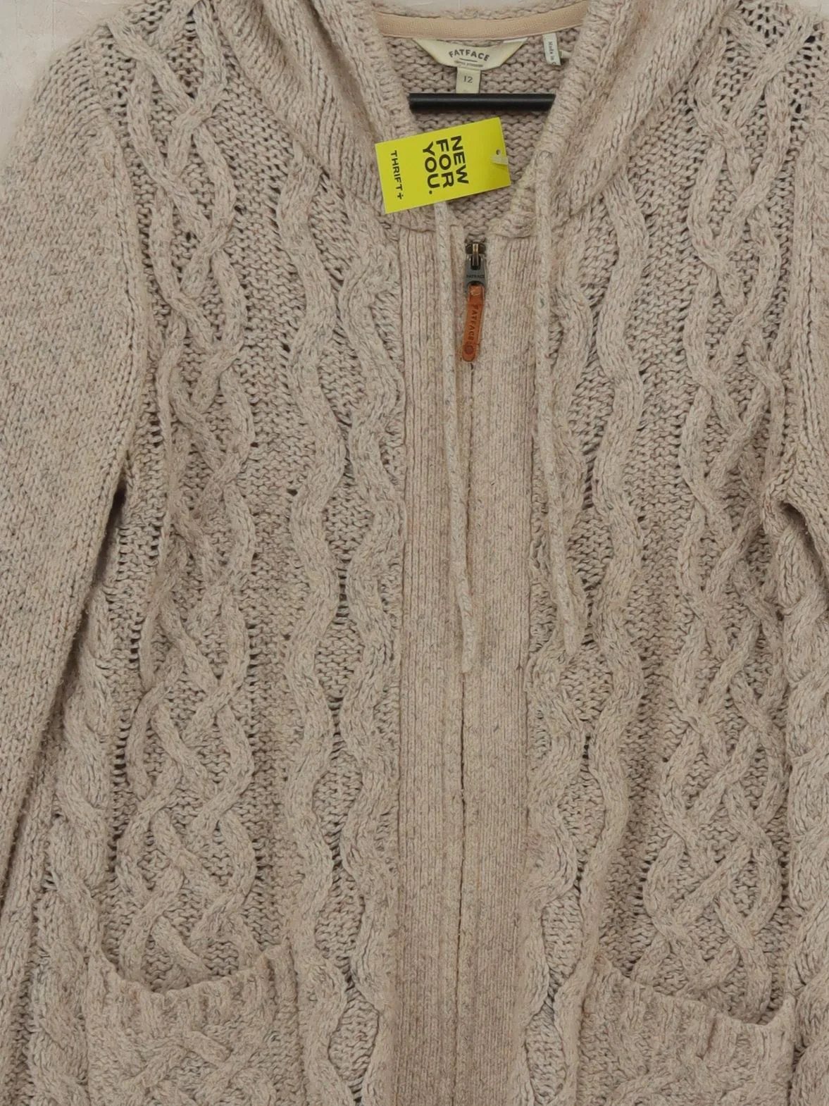Fat Face Women's Hoodie UK 12 Cream Acrylic with Cotton, Polyester Pullover - Image 3