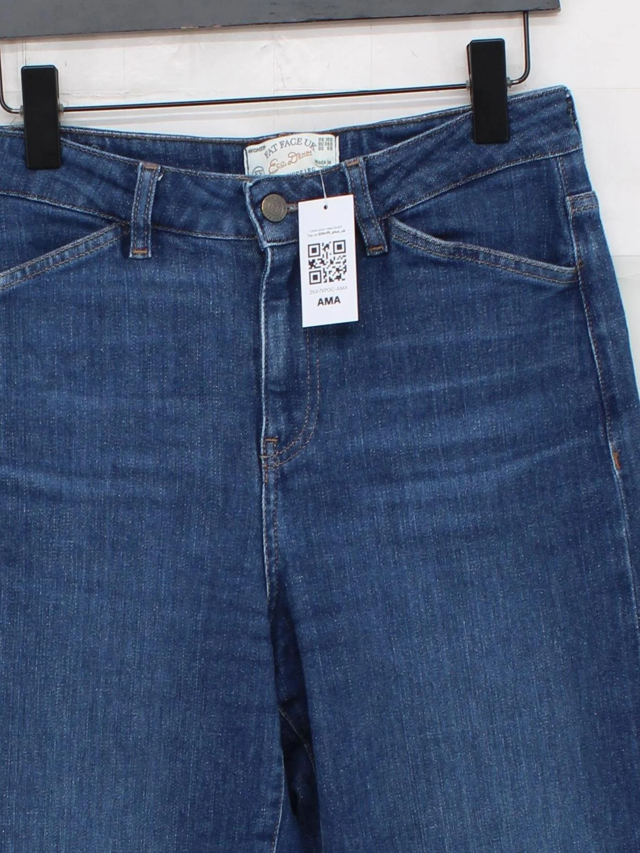Fat Face Women's Jeans UK 10 Blue Cotton with Polyester, Elastane Wide-Leg - Image 3