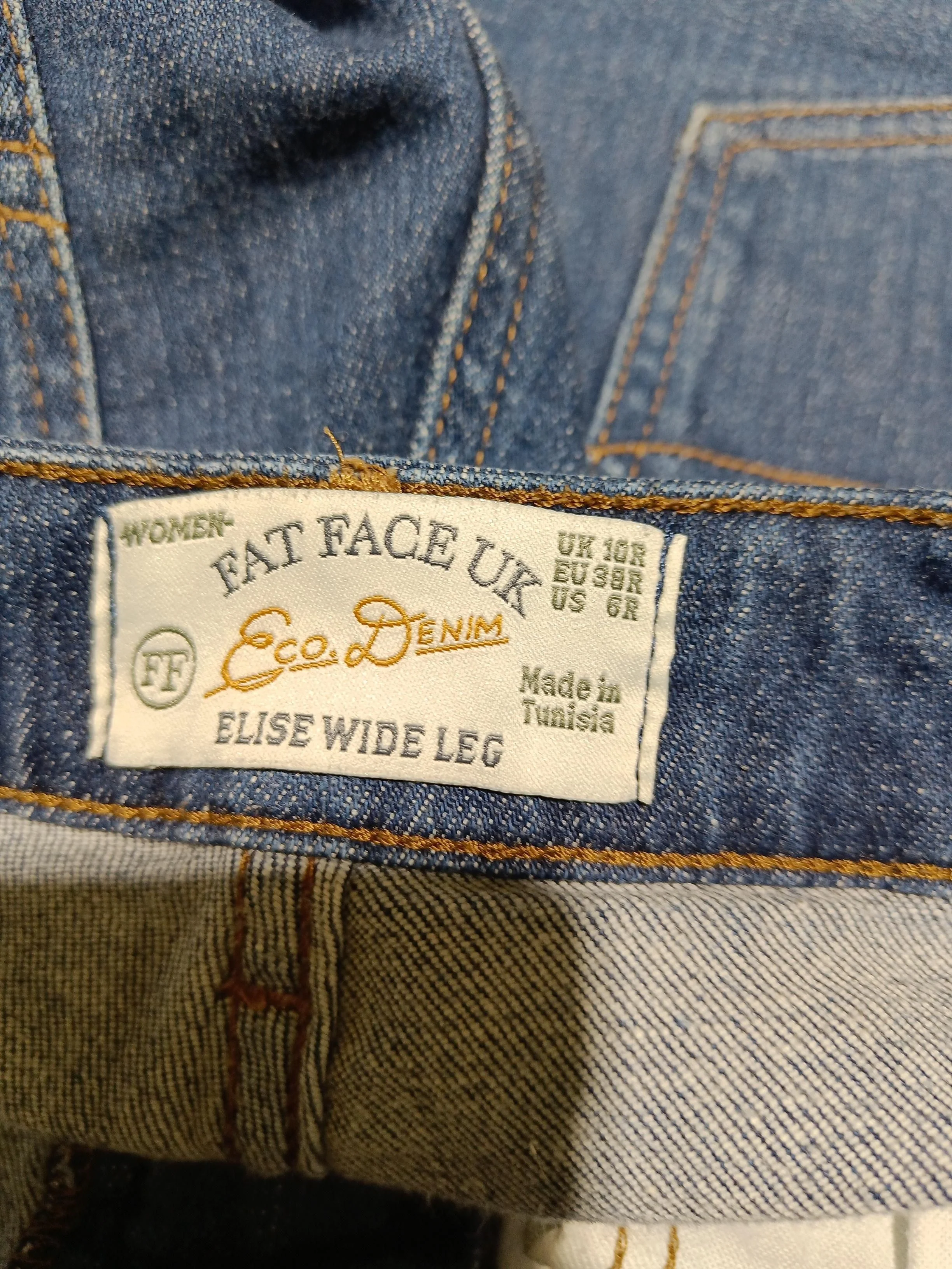 Fat Face Women's Jeans UK 10 Blue Cotton with Polyester, Elastane Wide-Leg - Image 5