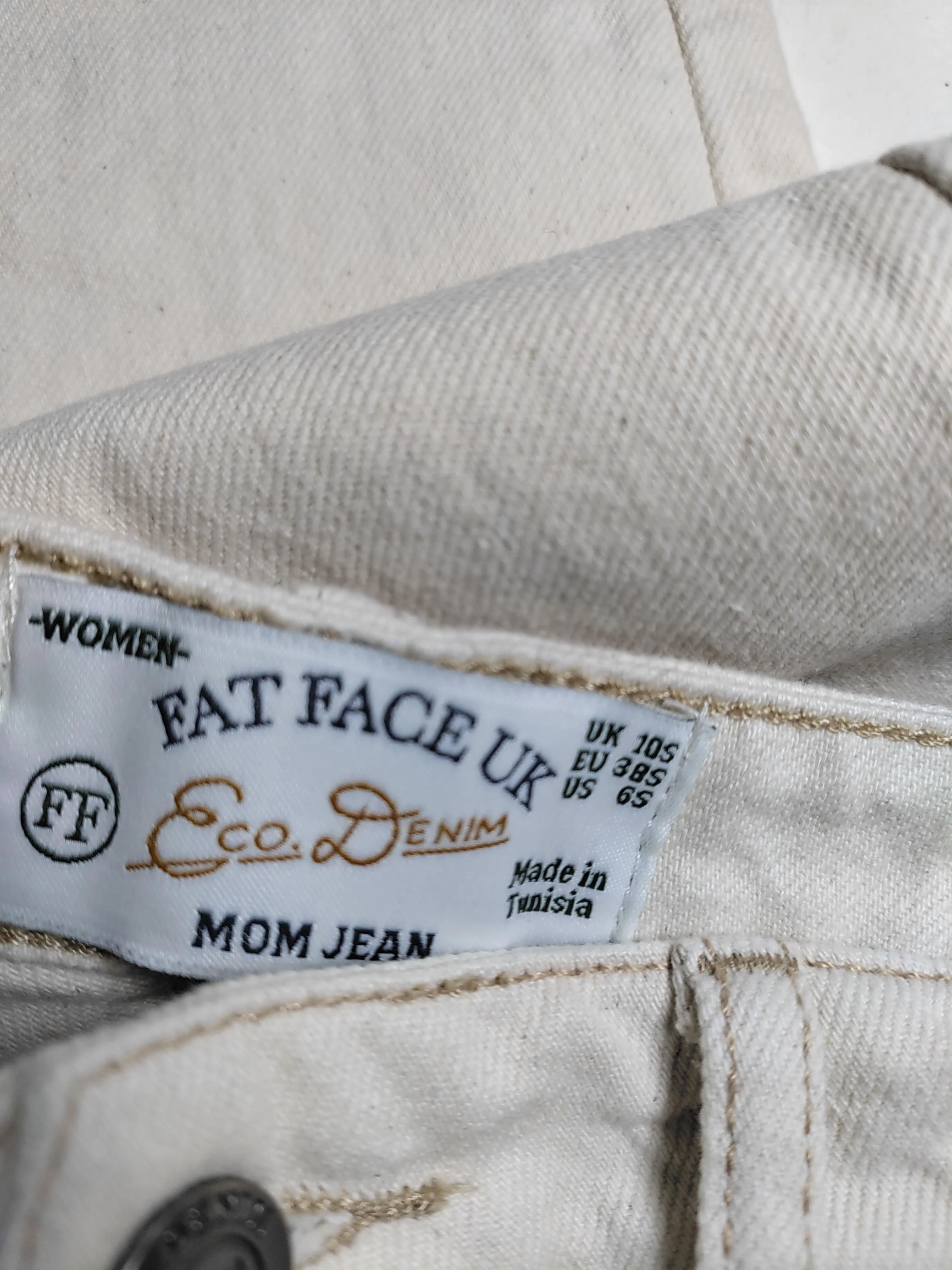 Fat Face Women's Jeans UK 10 Cream 100% Cotton Mom - Image 5