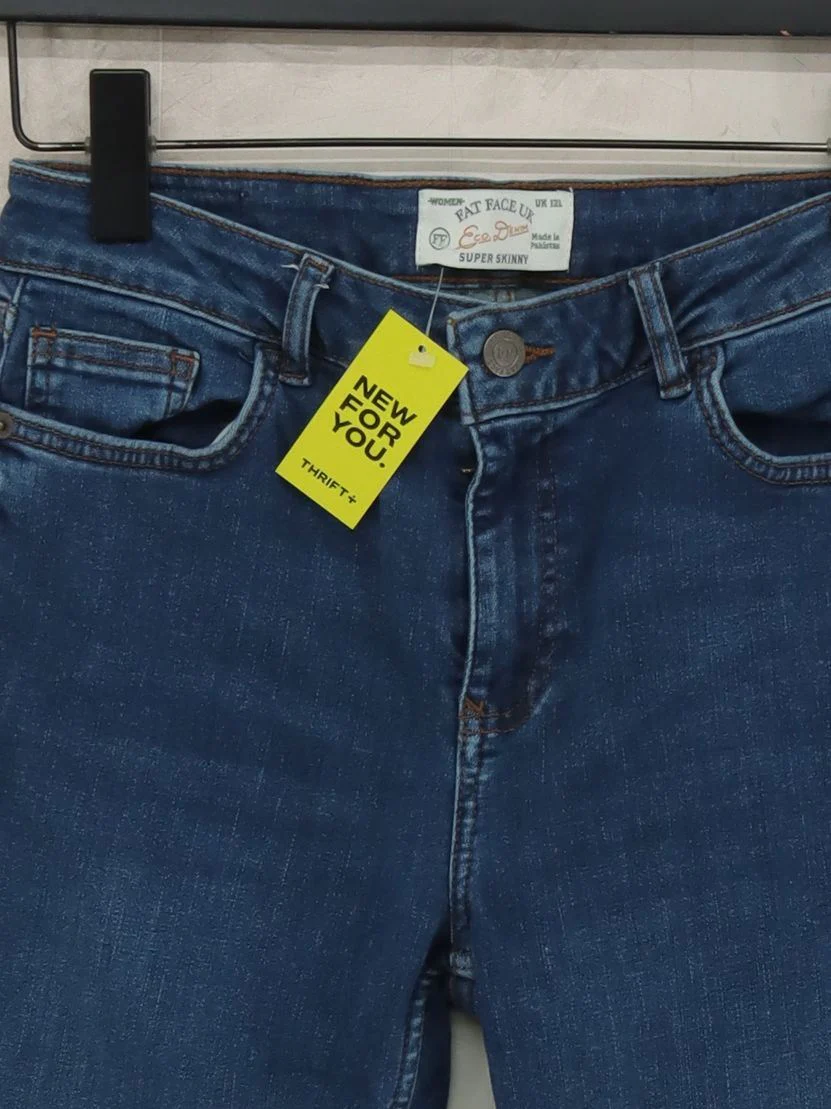 Fat Face Women's Jeans UK 12 Blue Cotton with Polyester, Elastane Skinny - Image 3