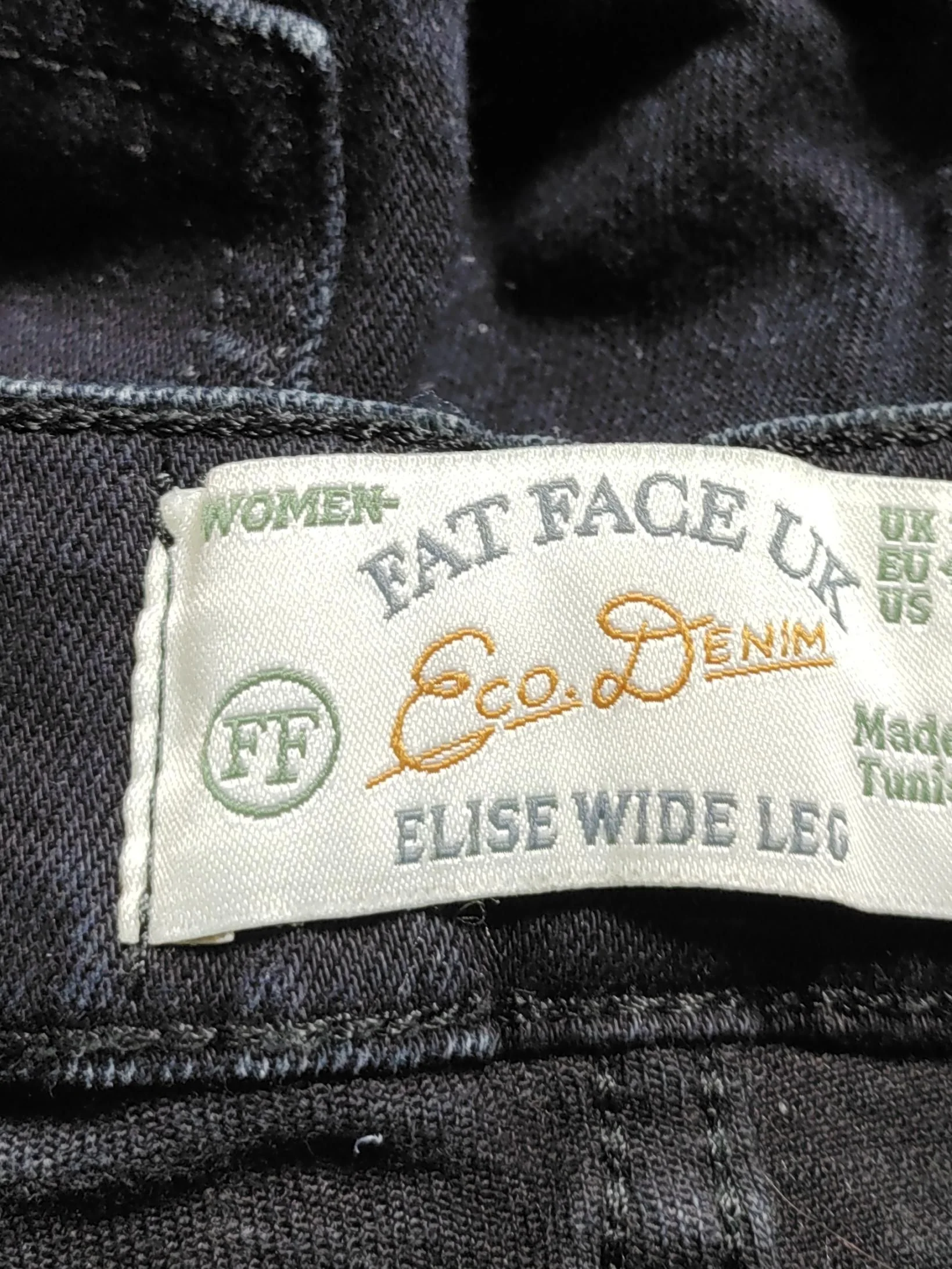 Fat Face Women's Jeans UK 14 Black Cotton with Elastane Wide-Leg - Image 5